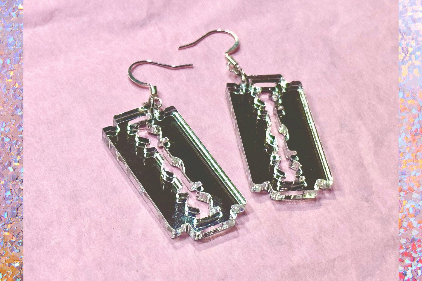 Razorblade Earrings - Painted Raina