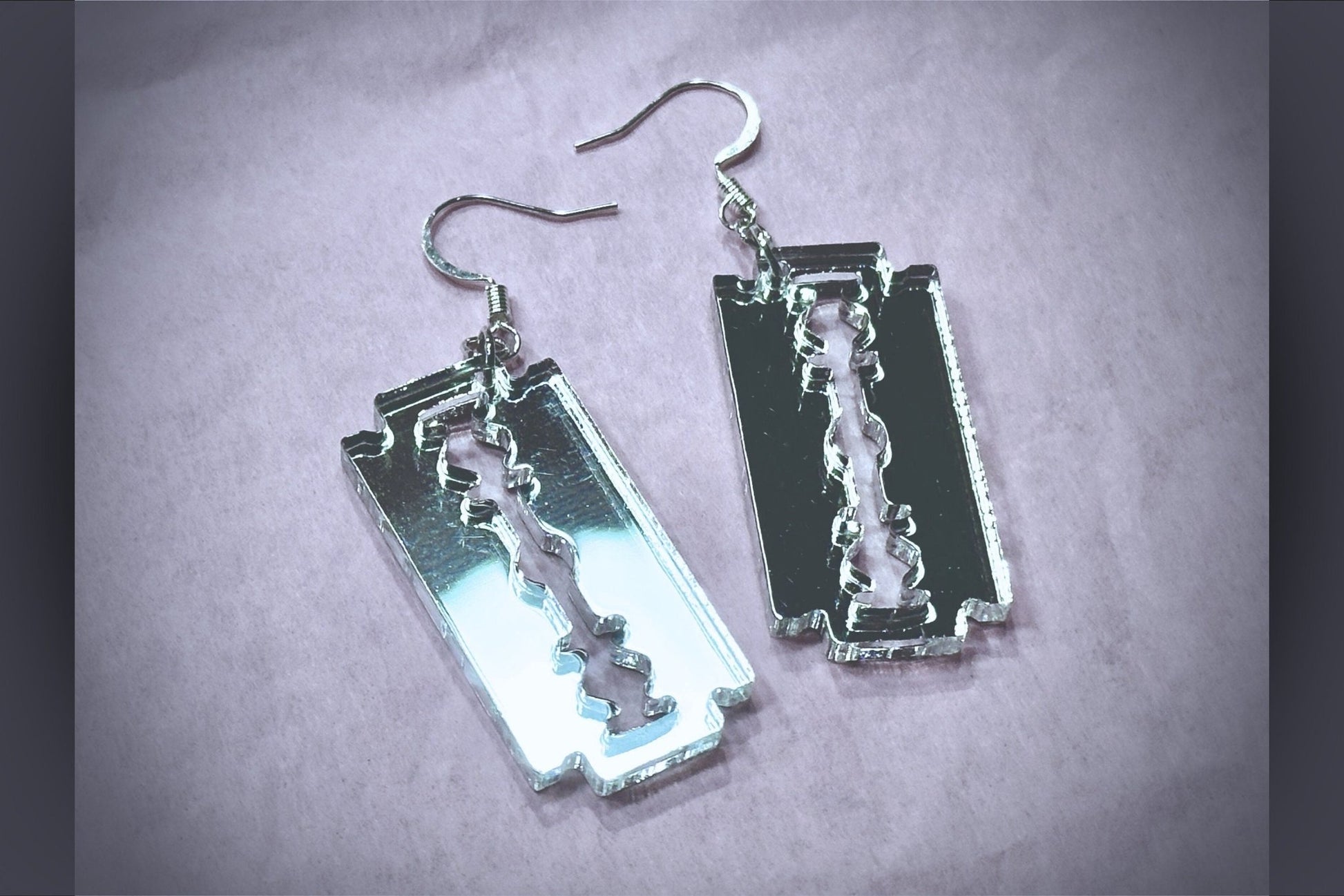 Razorblade Earrings - Painted Raina