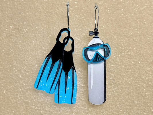 Scuba Diver Statement Earrings - Painted Raina
