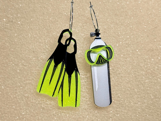 Scuba Diver Statement Earrings - Painted Raina