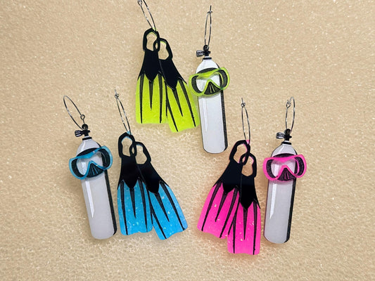 Scuba Diver Statement Earrings - Painted Raina