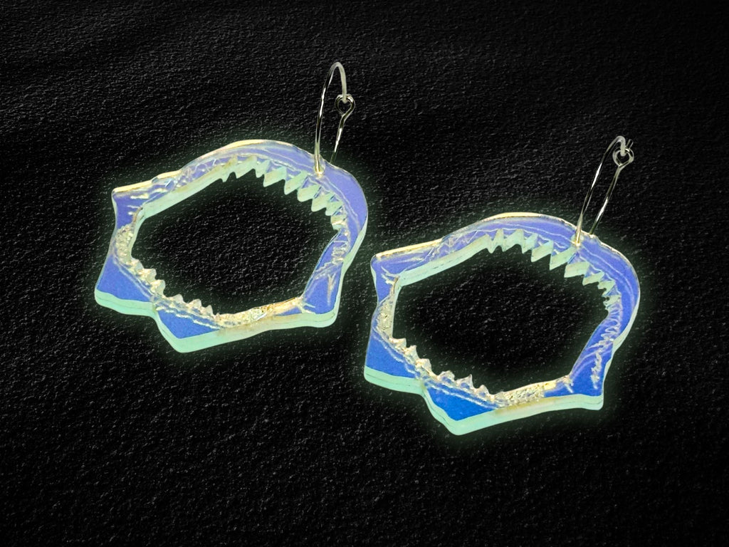 Shark Jaw Dangle Earrings | Iridescent Glow