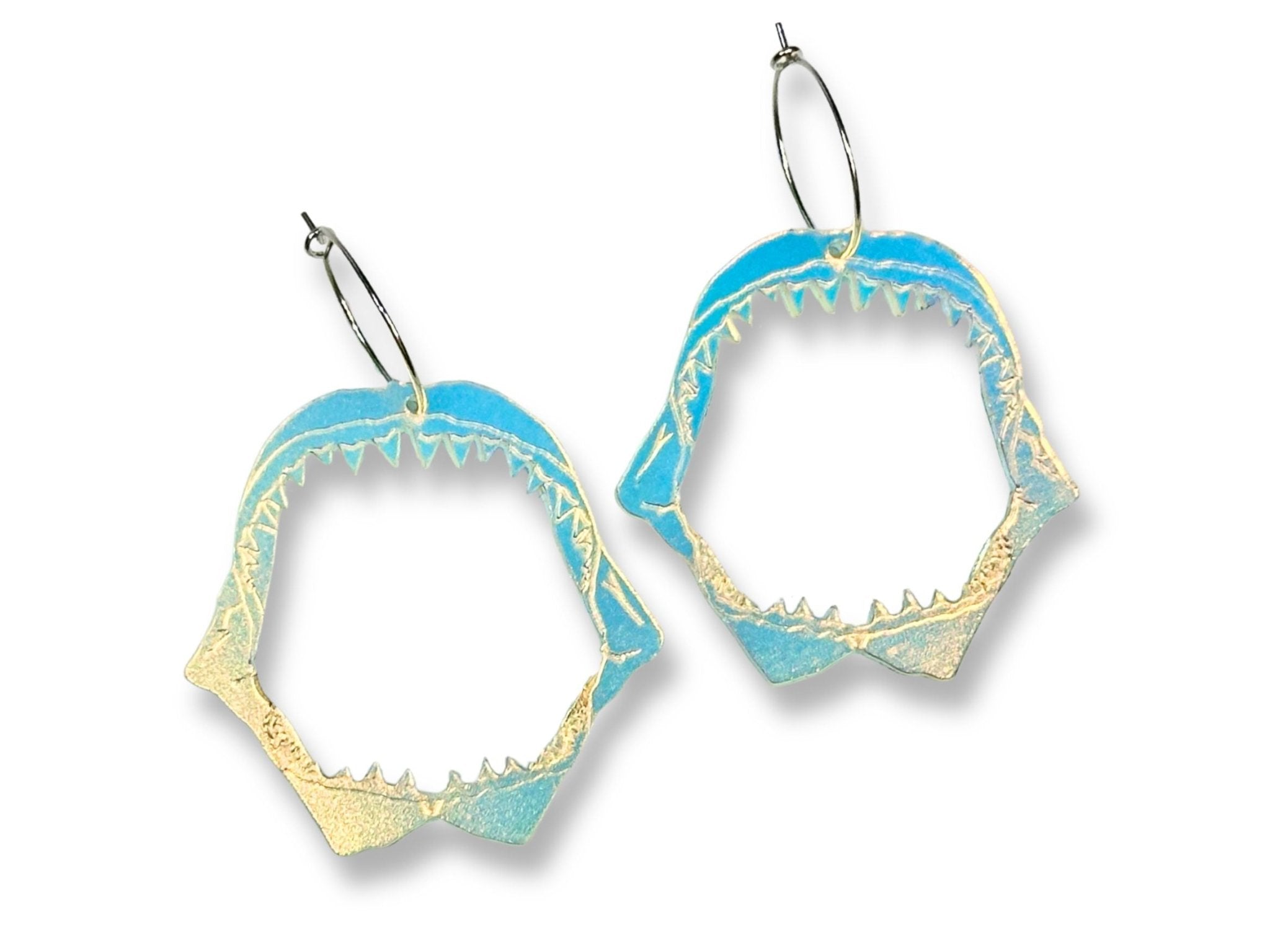 Shark Jaw Dangle Earrings | Iridescent Glow