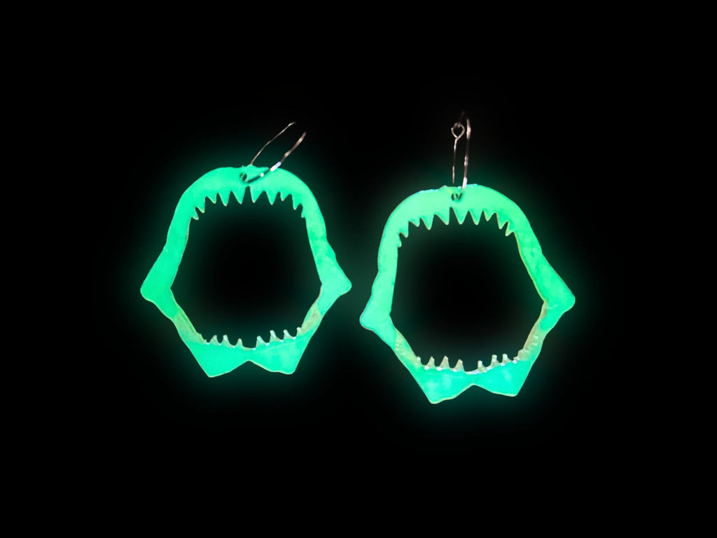 Shark Jaw Dangle Earrings | Iridescent Glow