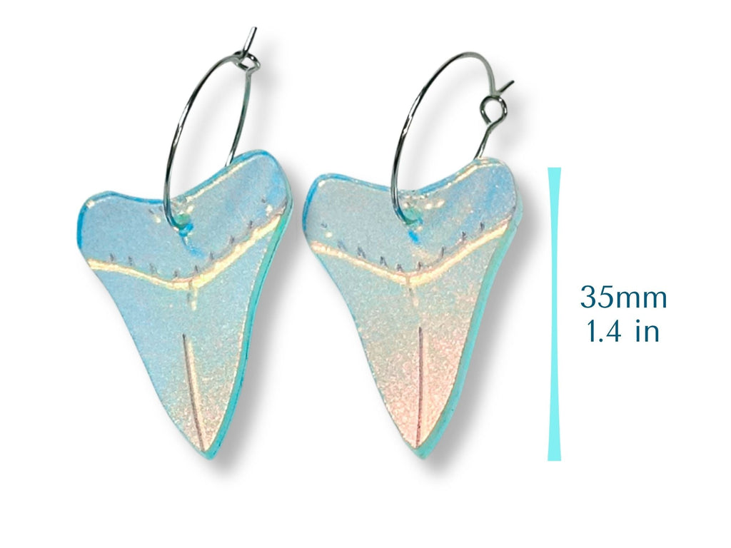 Shark Tooth Dangle Earrings | Iridescent Glow