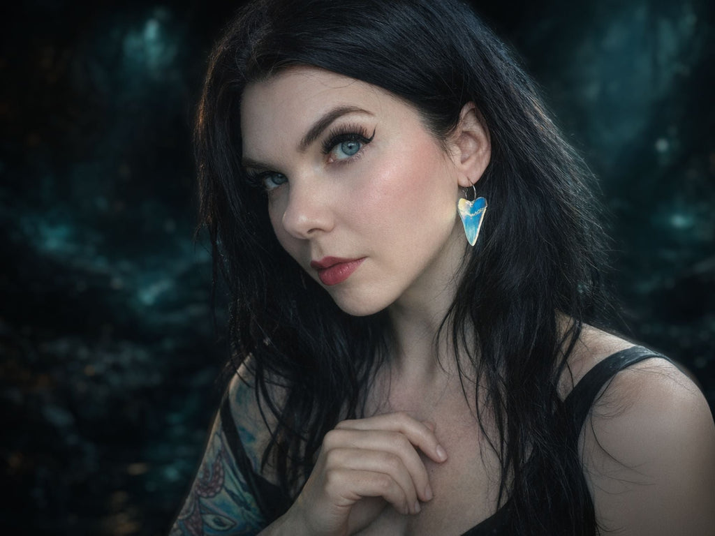 Shark Tooth Dangle Earrings | Iridescent Glow