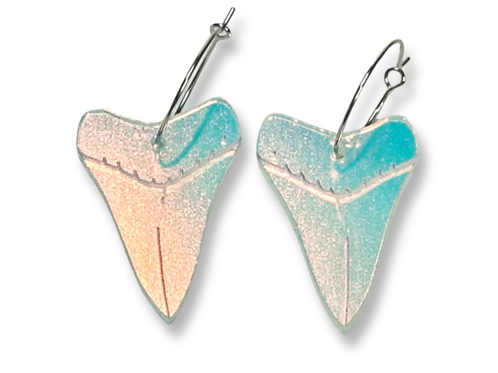 Shark Tooth Dangle Earrings | Iridescent Glow