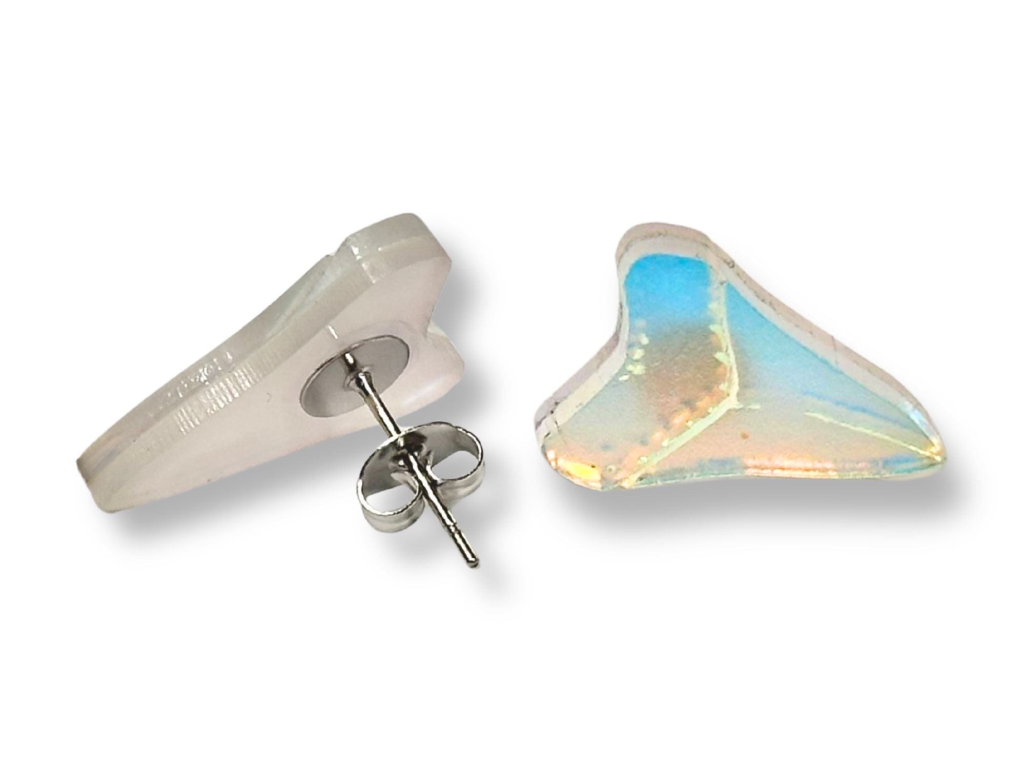 Shark Tooth Stud Earrings | Iridescent Glow