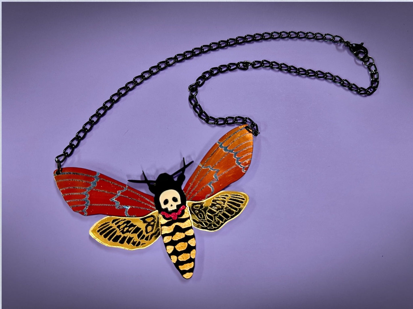 Stunning Deaths Head Moth Necklace - Painted Raina