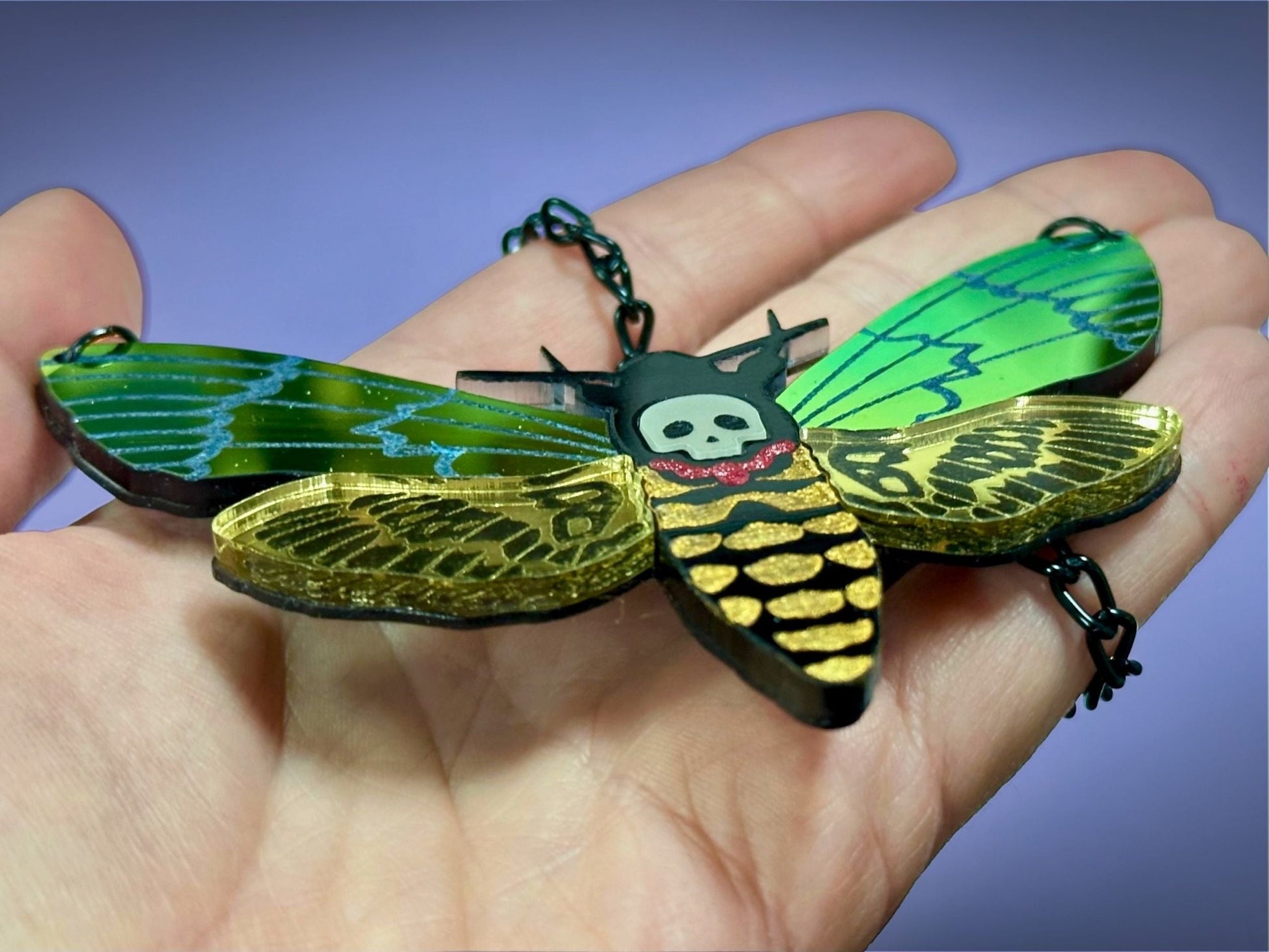 Stunning Deaths Head Moth Necklace - Painted Raina