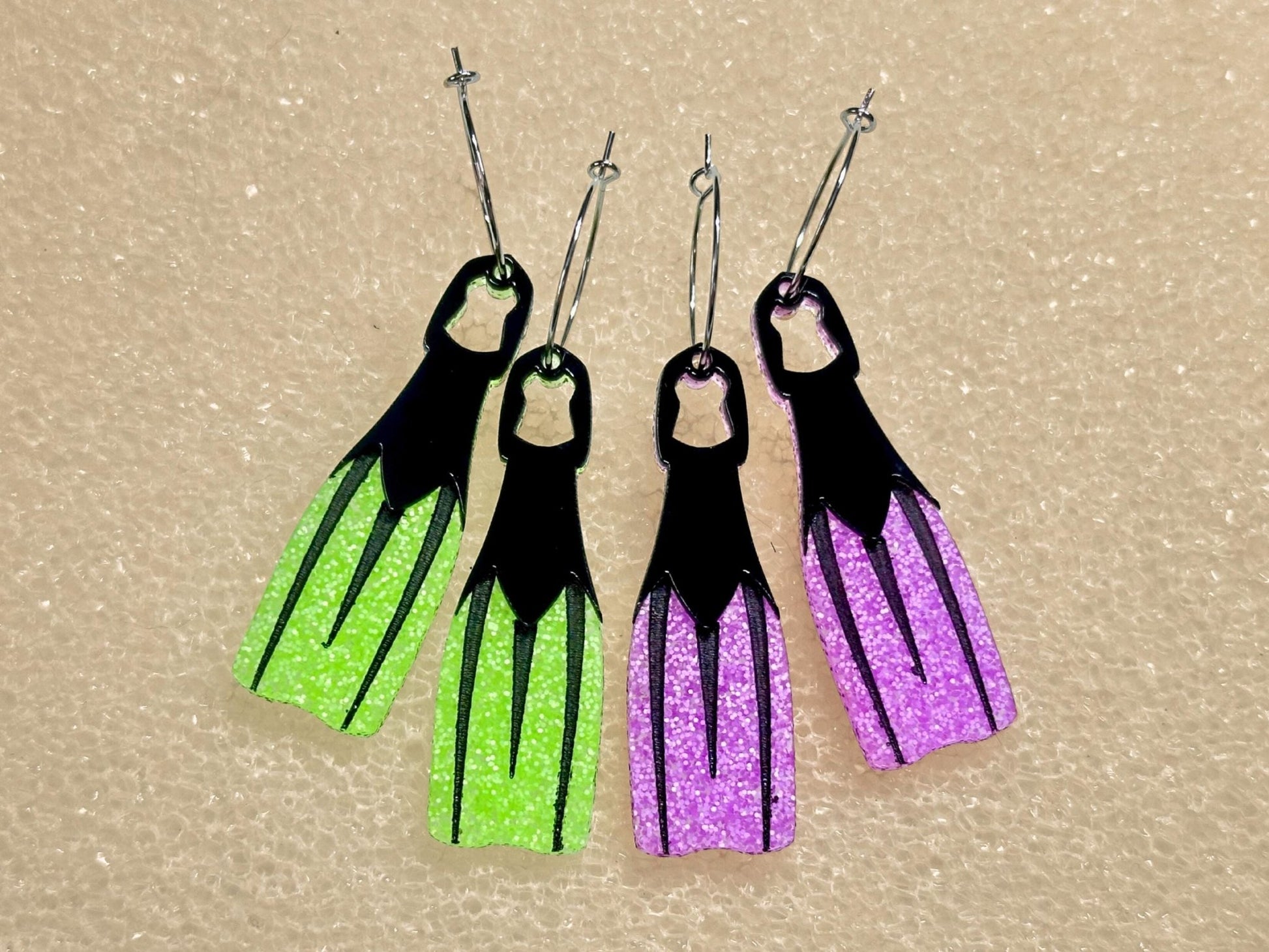 Swim Fin Earrings - Painted Raina