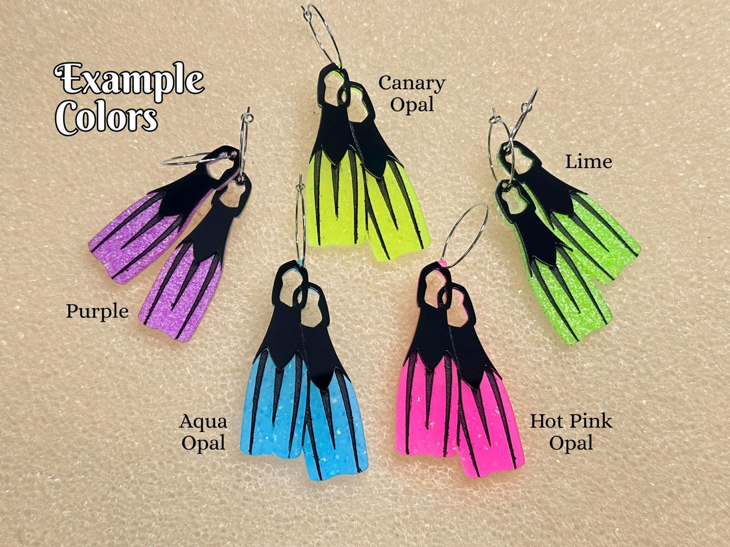 Swim Fin Earrings - Painted Raina