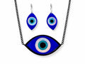 evil eye jewelry set statement necklace and earrings layered acrylic talisman handmade design