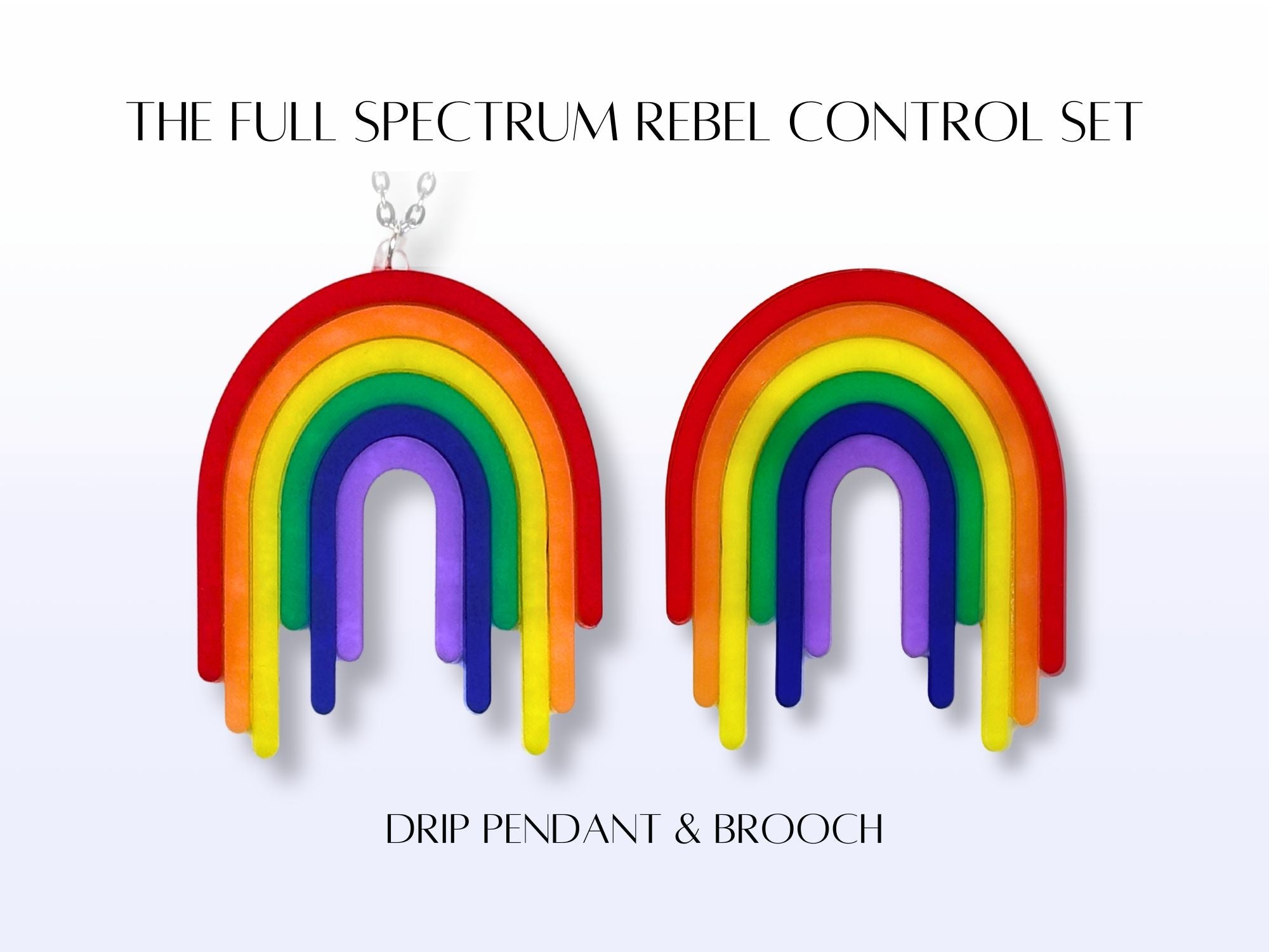 Product card showing Full Spectrum Rebel Control Set with matching pendant and brooch
