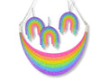 Full Spectrum Rebel Headliner Set in Rainbow Rave glitter acrylic featuring statement necklace, drip pendant, and matching earrings on white background.