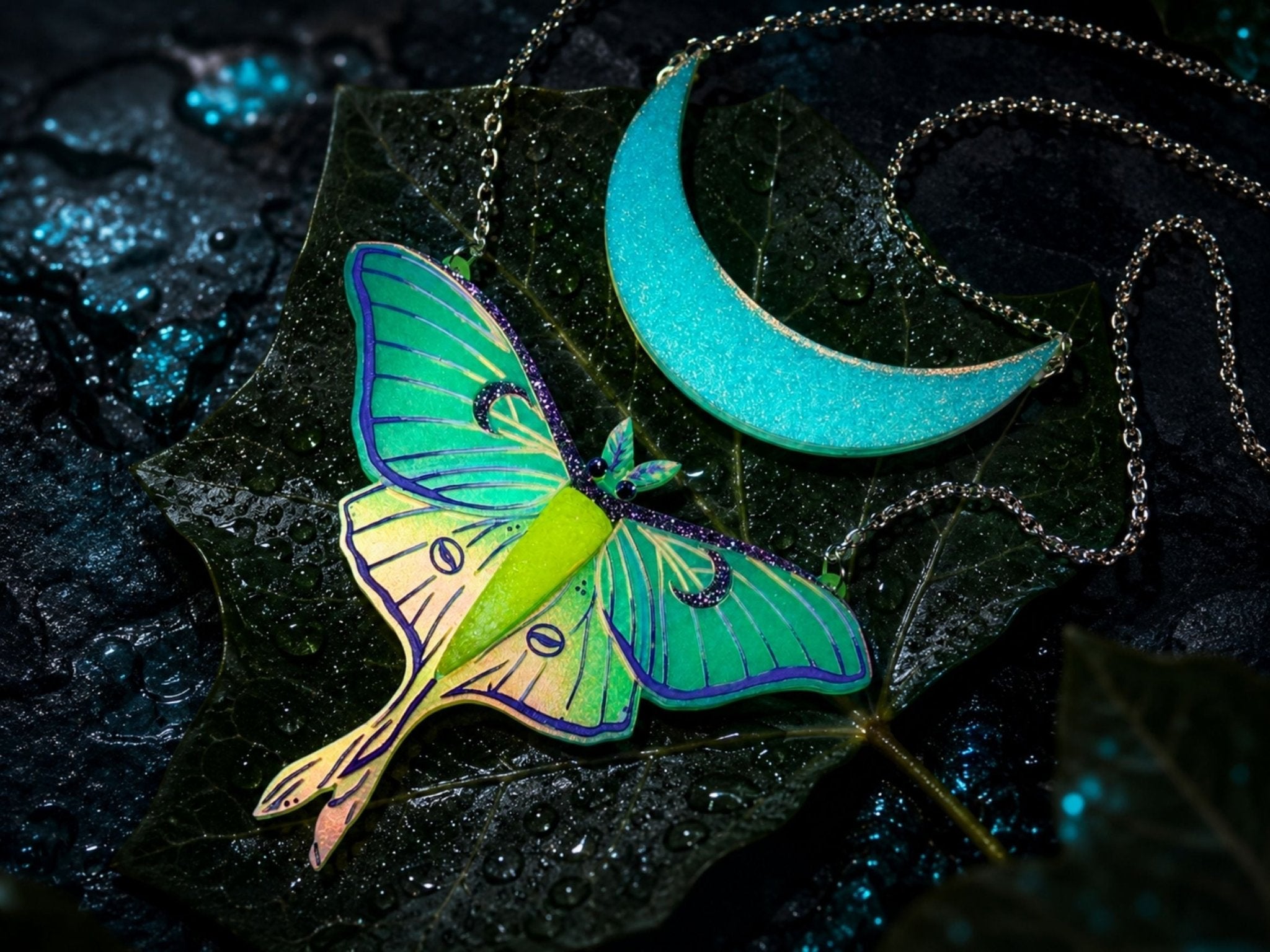 The Moonwake Relic | Luna Moth Statement Necklace
