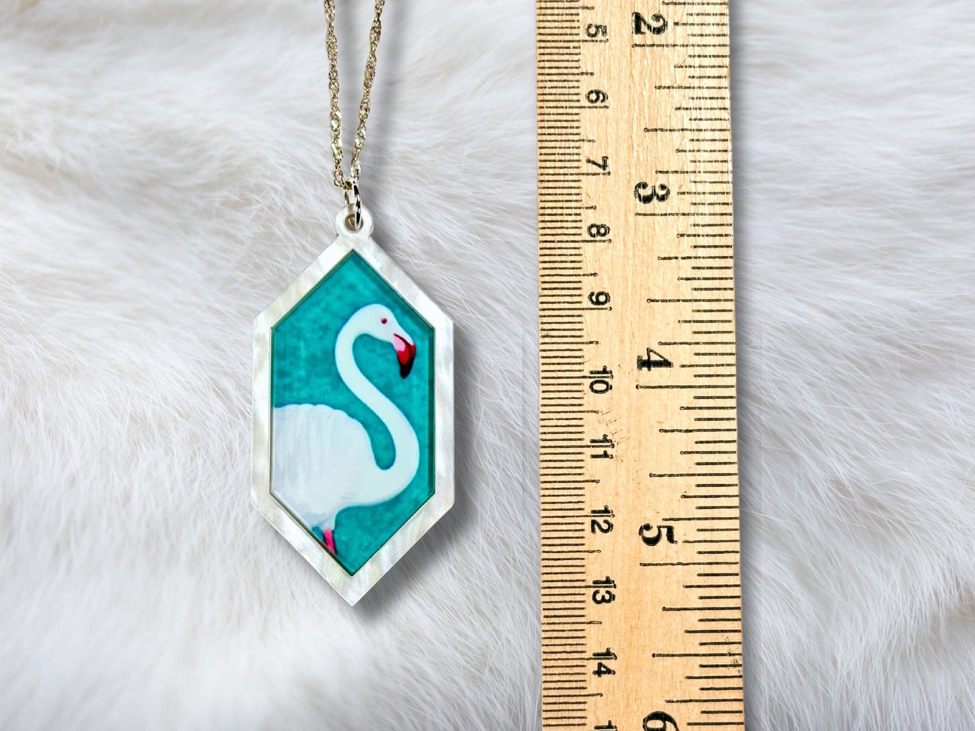 White Flamingo Pendant Necklace - Painted Raina