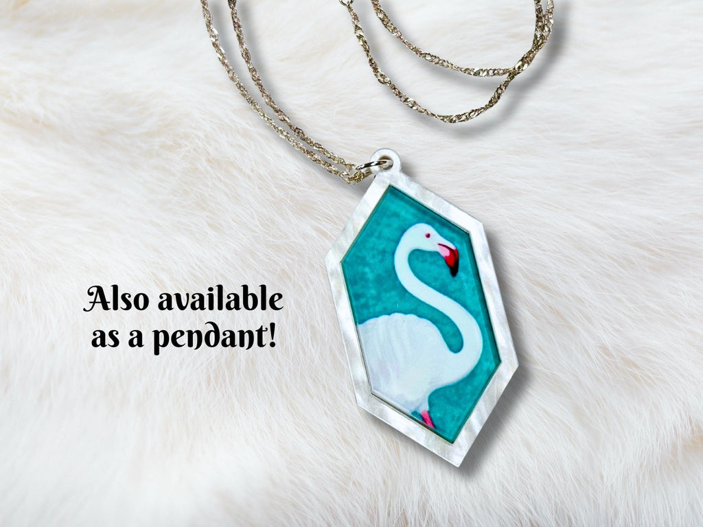 White Flamingo Statement Earrings - Painted Raina