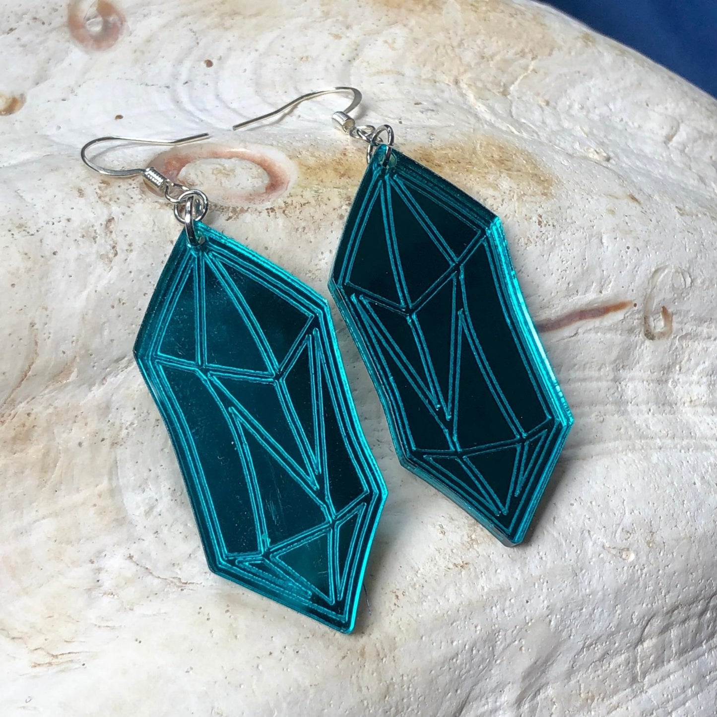 Apatite Crystal Mirror Acrylic Earrings - Driftless Enchantments