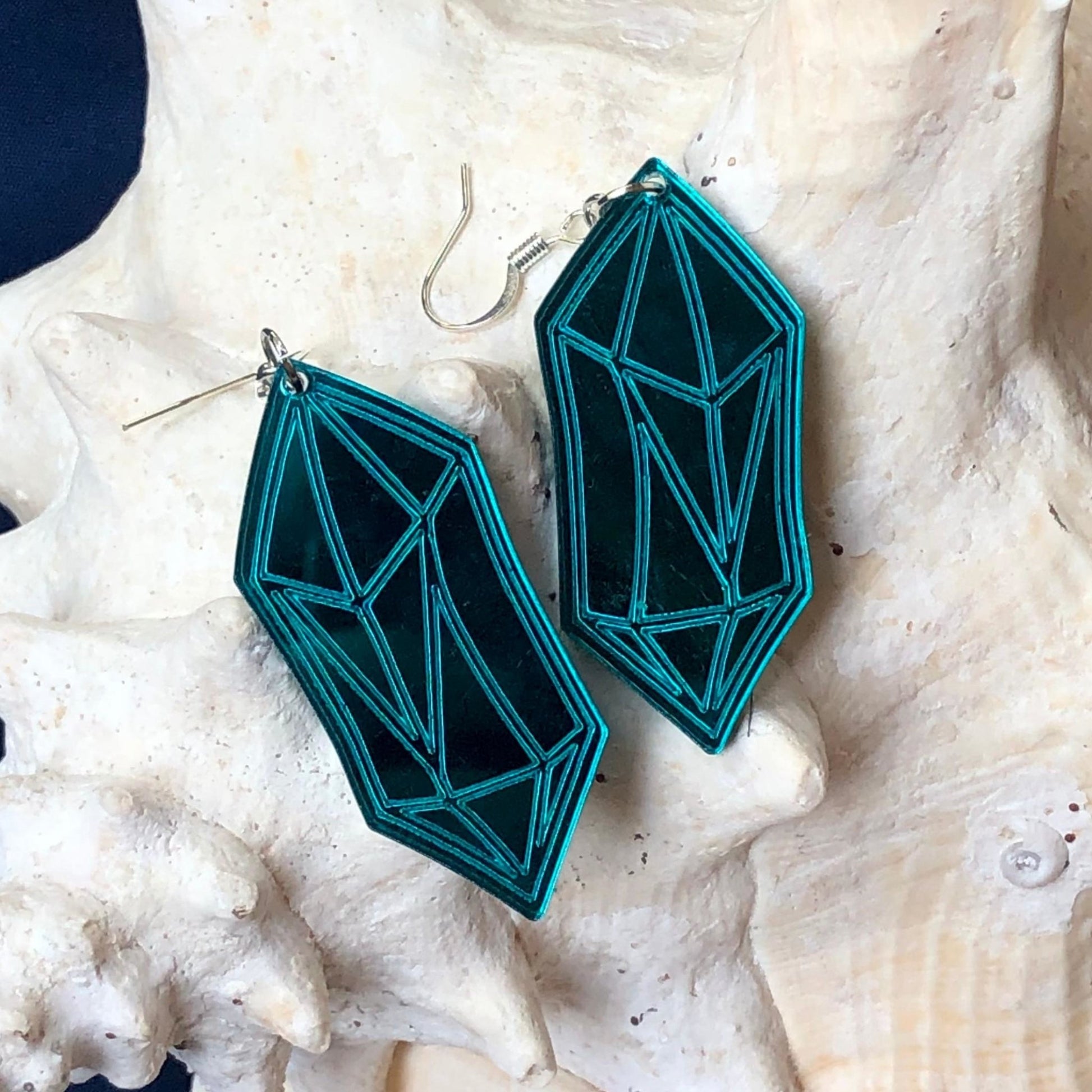 Apatite Crystal Mirror Acrylic Earrings - Driftless Enchantments