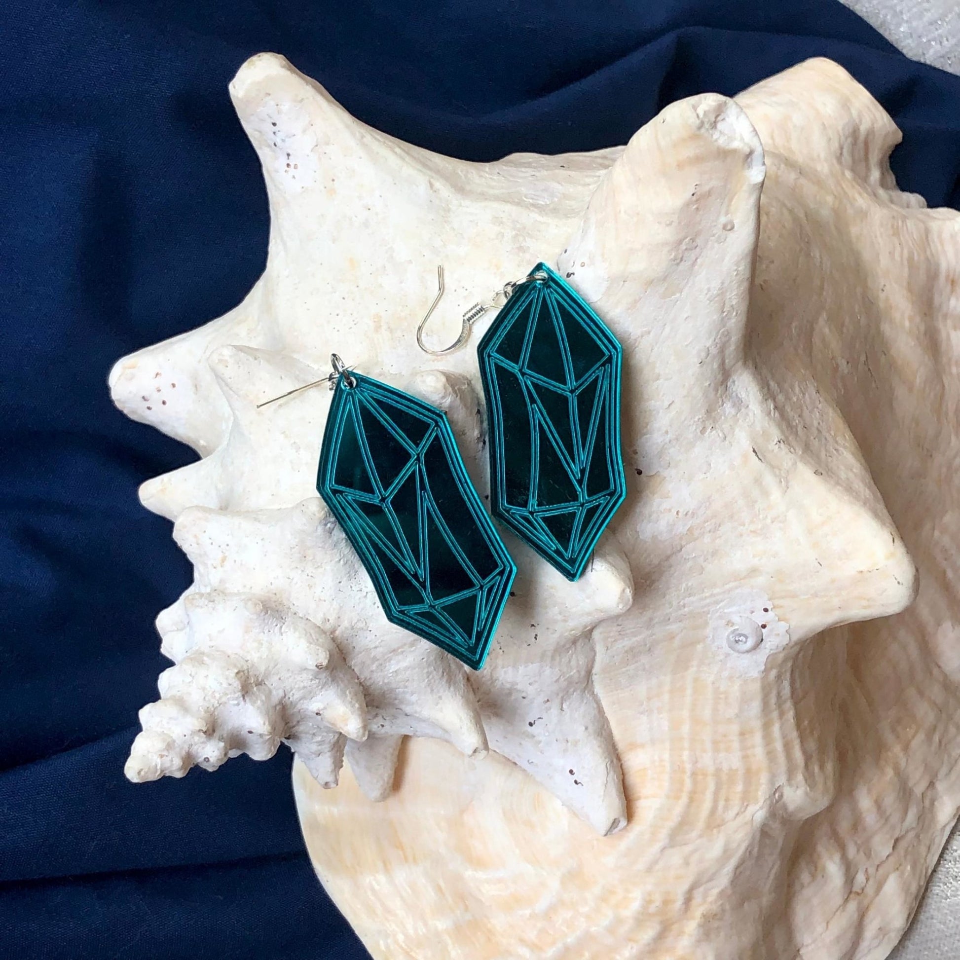 Apatite Crystal Mirror Acrylic Earrings - Driftless Enchantments