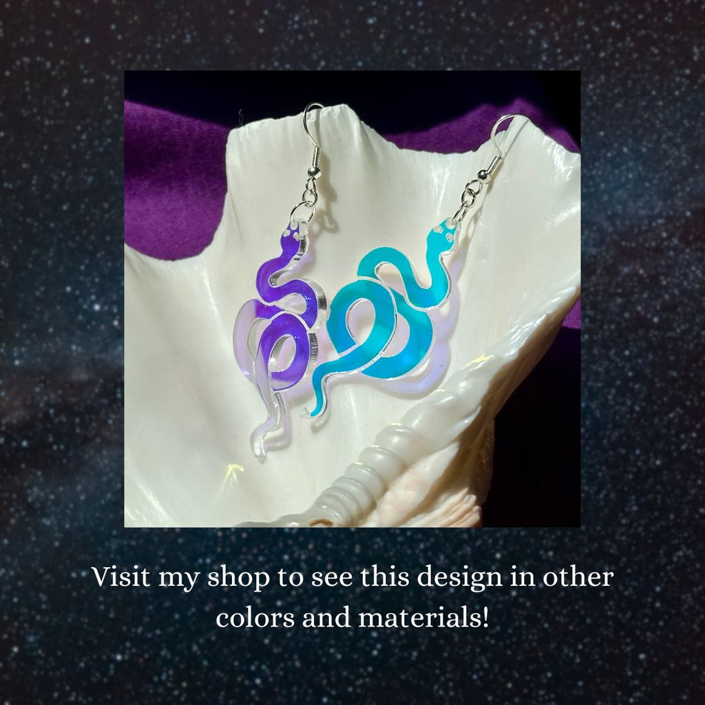 Black Rainbow Holographic Snake Earrings - Driftless Enchantments