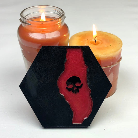 Blood River Skull - Wood & Resin Coaster - Driftless Enchantments