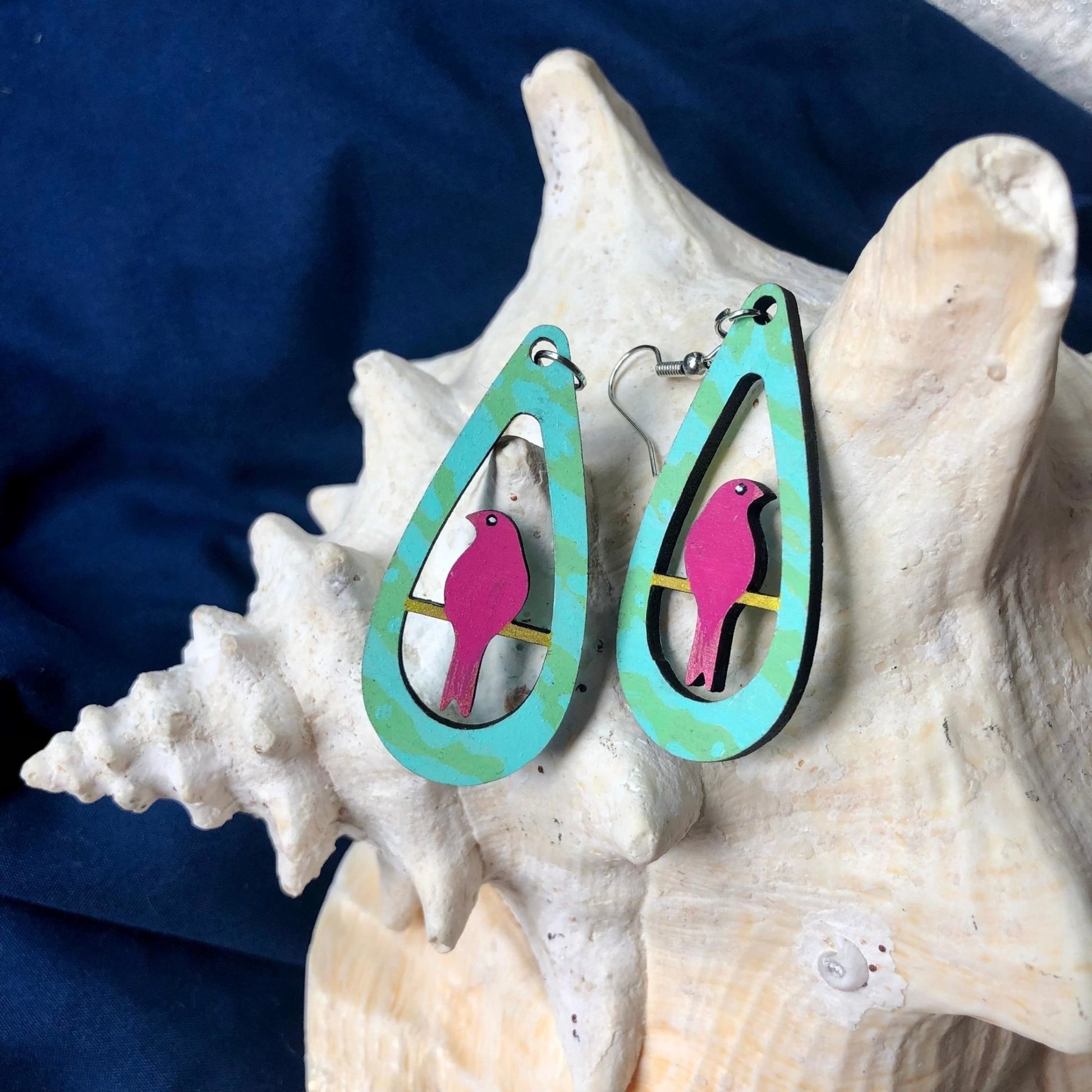 Breezy Baby - Hand-Painted Wood Earrings - Driftless Enchantments
