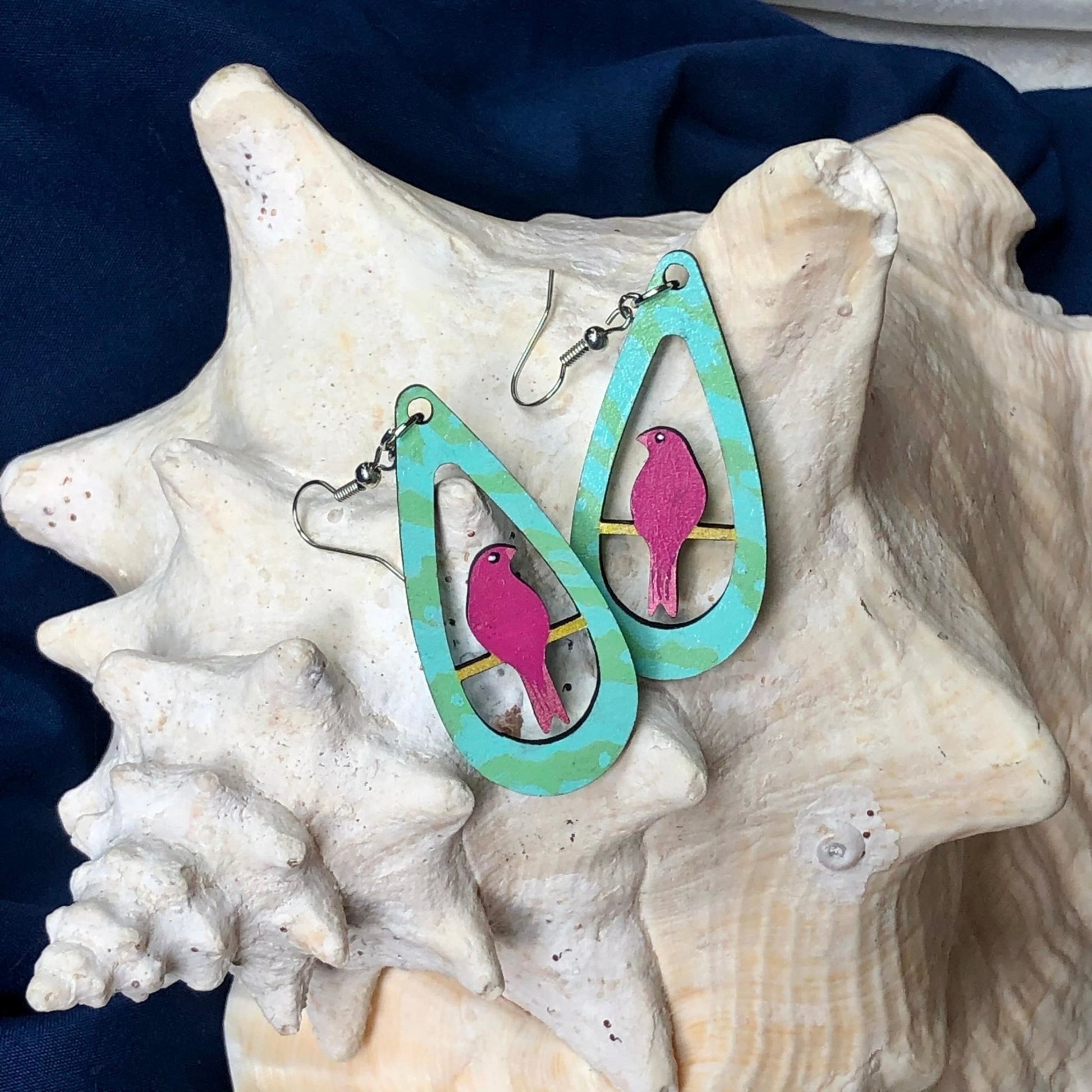 Breezy Baby - Hand-Painted Wood Earrings - Driftless Enchantments