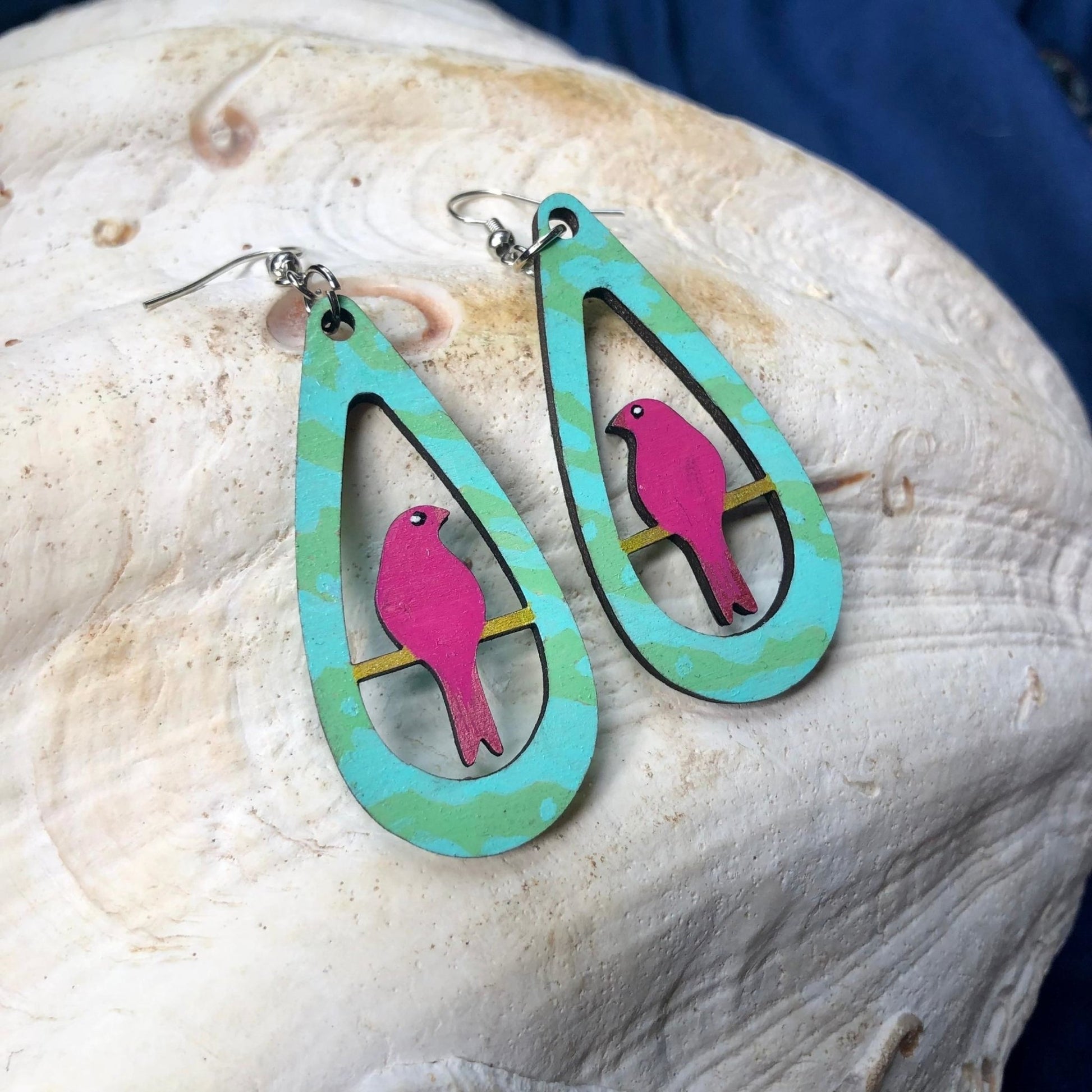 Breezy Baby - Hand-Painted Wood Earrings - Driftless Enchantments