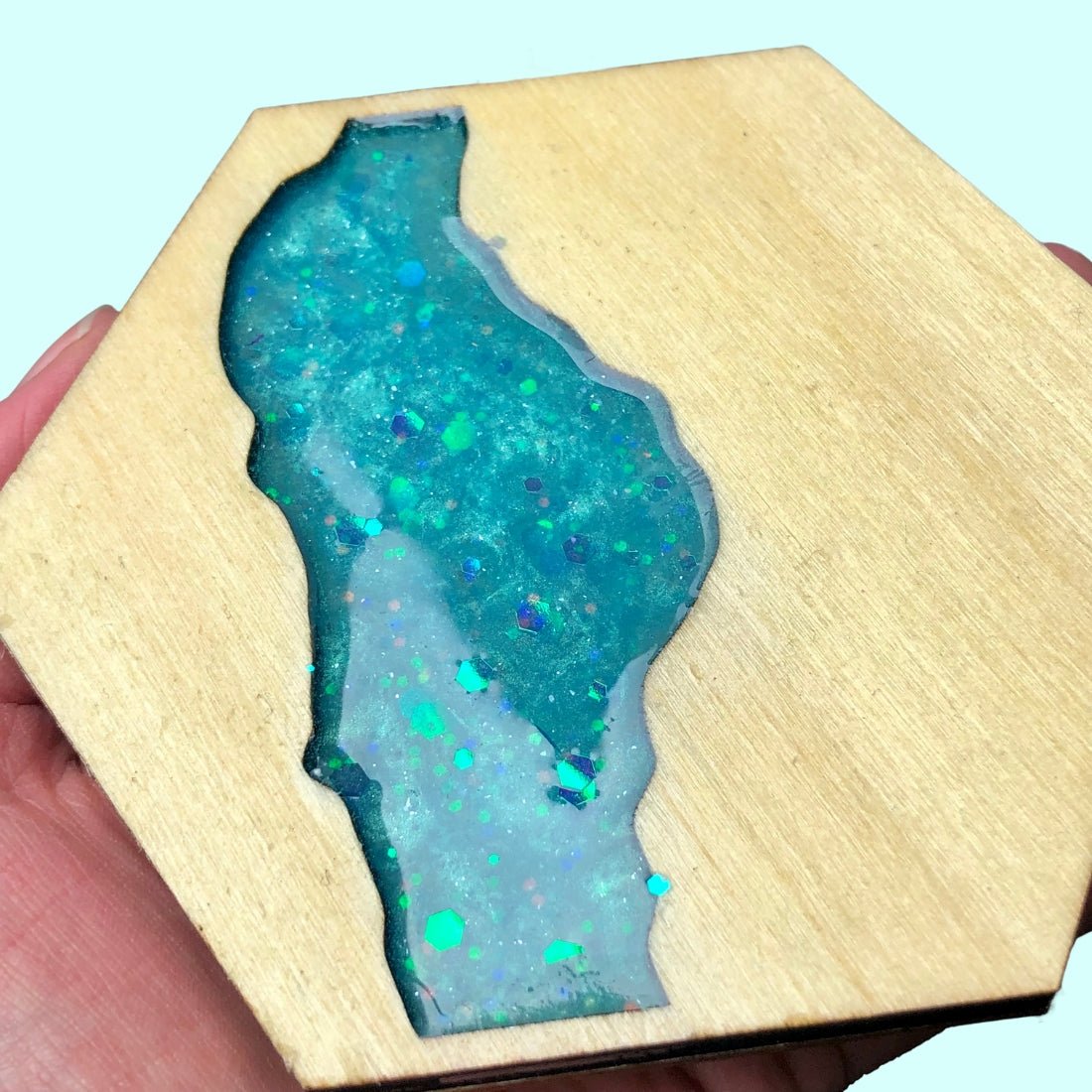 Caribbean Blue Wood & Resin Coasters - Driftless Enchantments