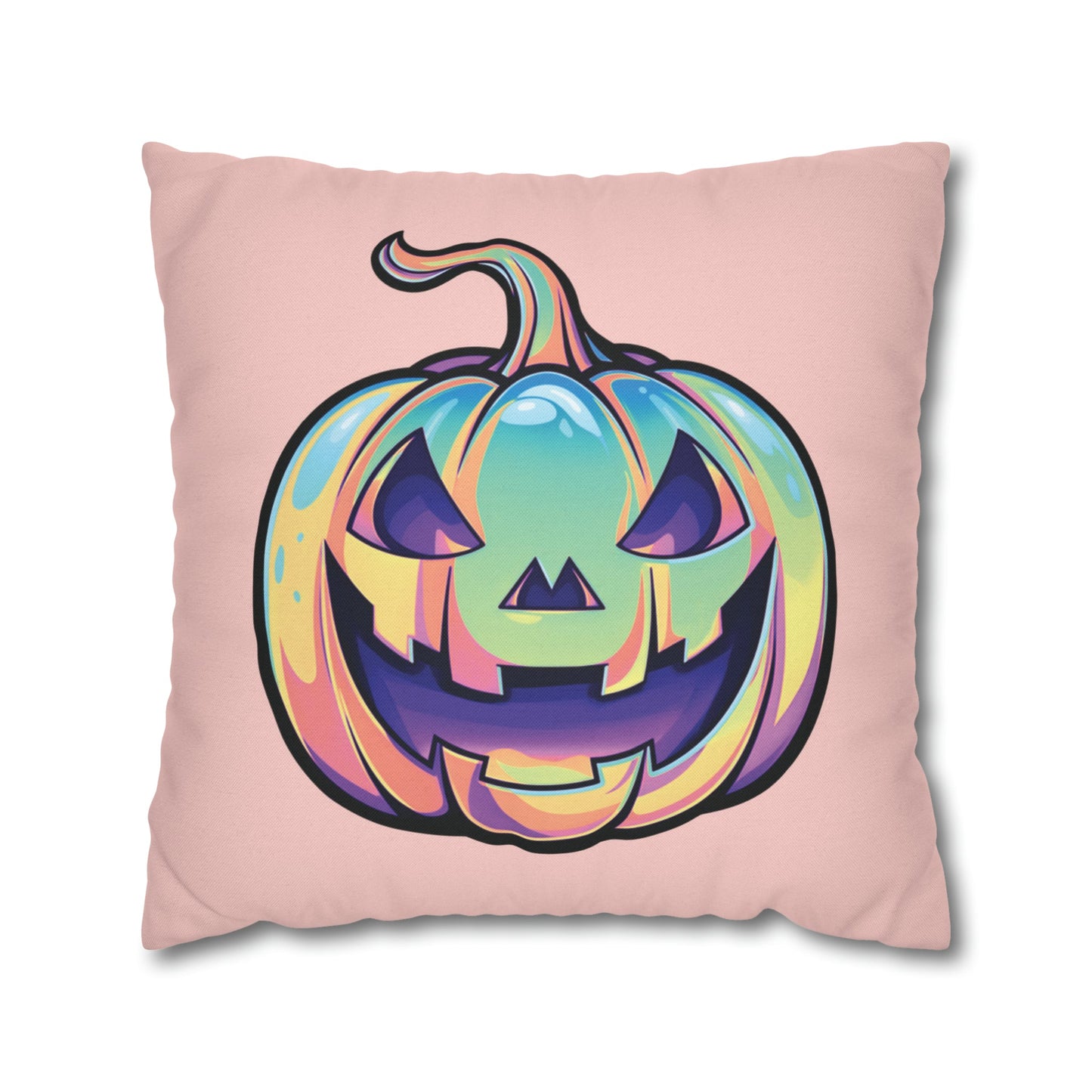 Cat-o’-Lantern Reversible Square Pillow Case - Coral - Driftless Enchantments