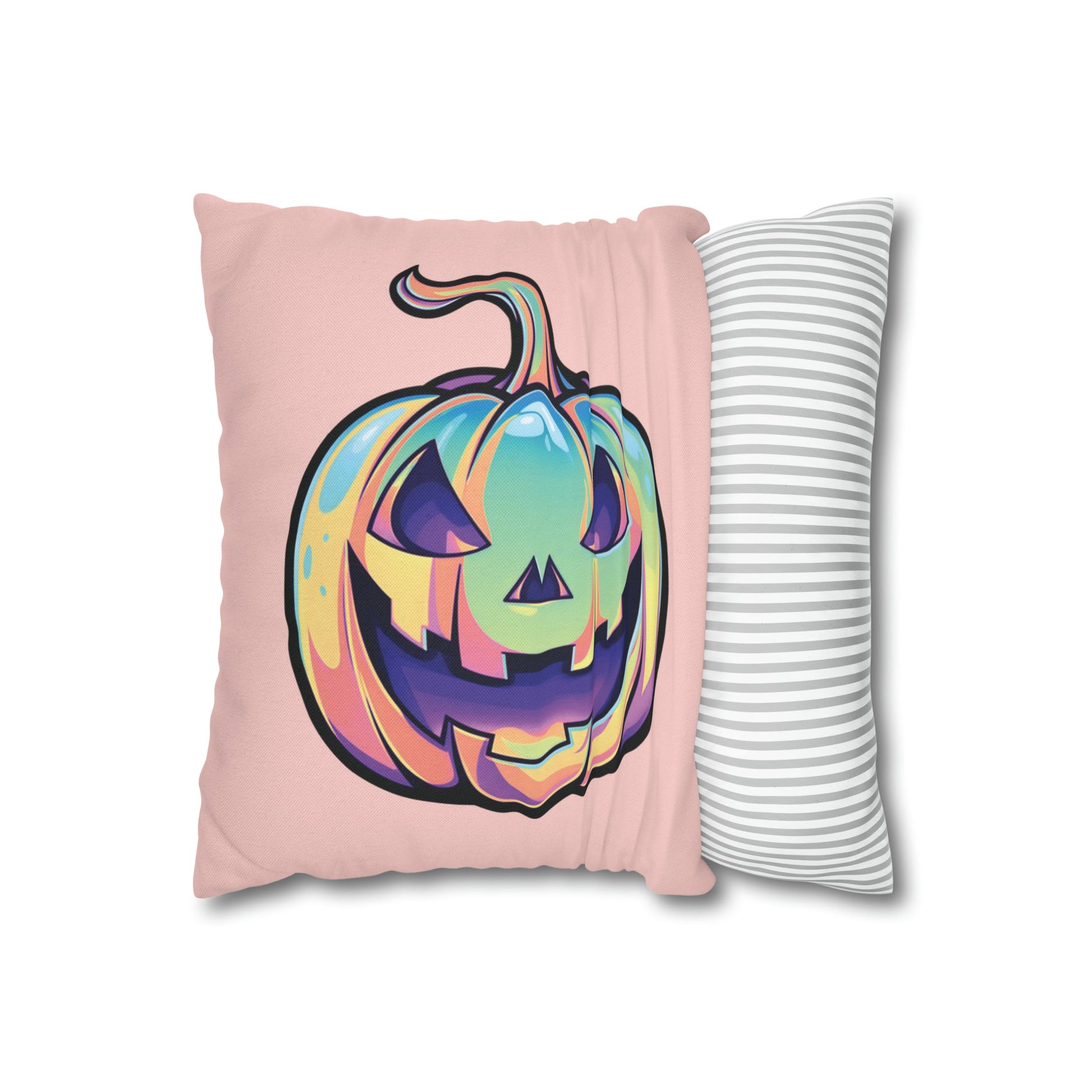 Cat-o’-Lantern Reversible Square Pillow Case - Coral - Driftless Enchantments