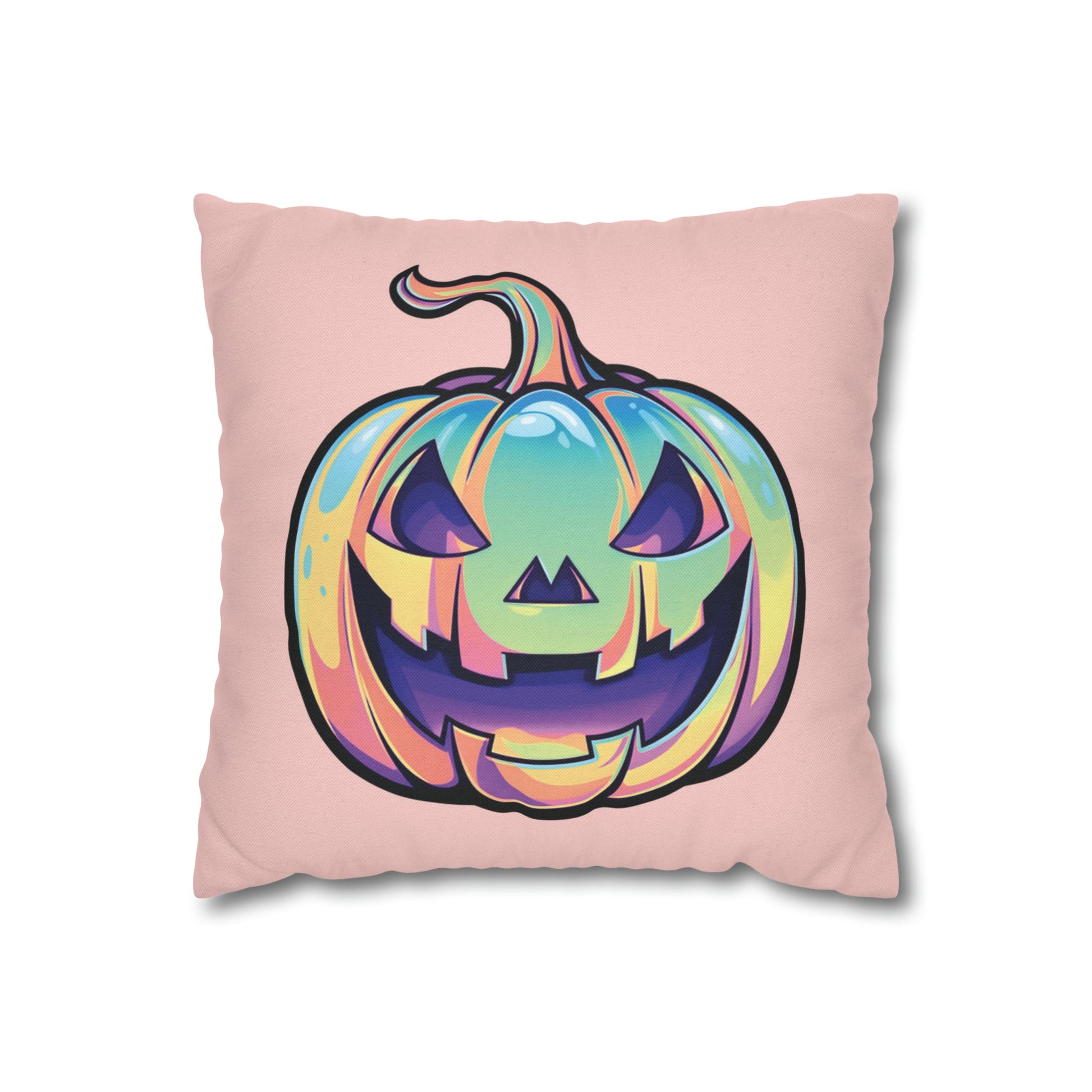 Cat-o’-Lantern Reversible Square Pillow Case - Coral - Driftless Enchantments