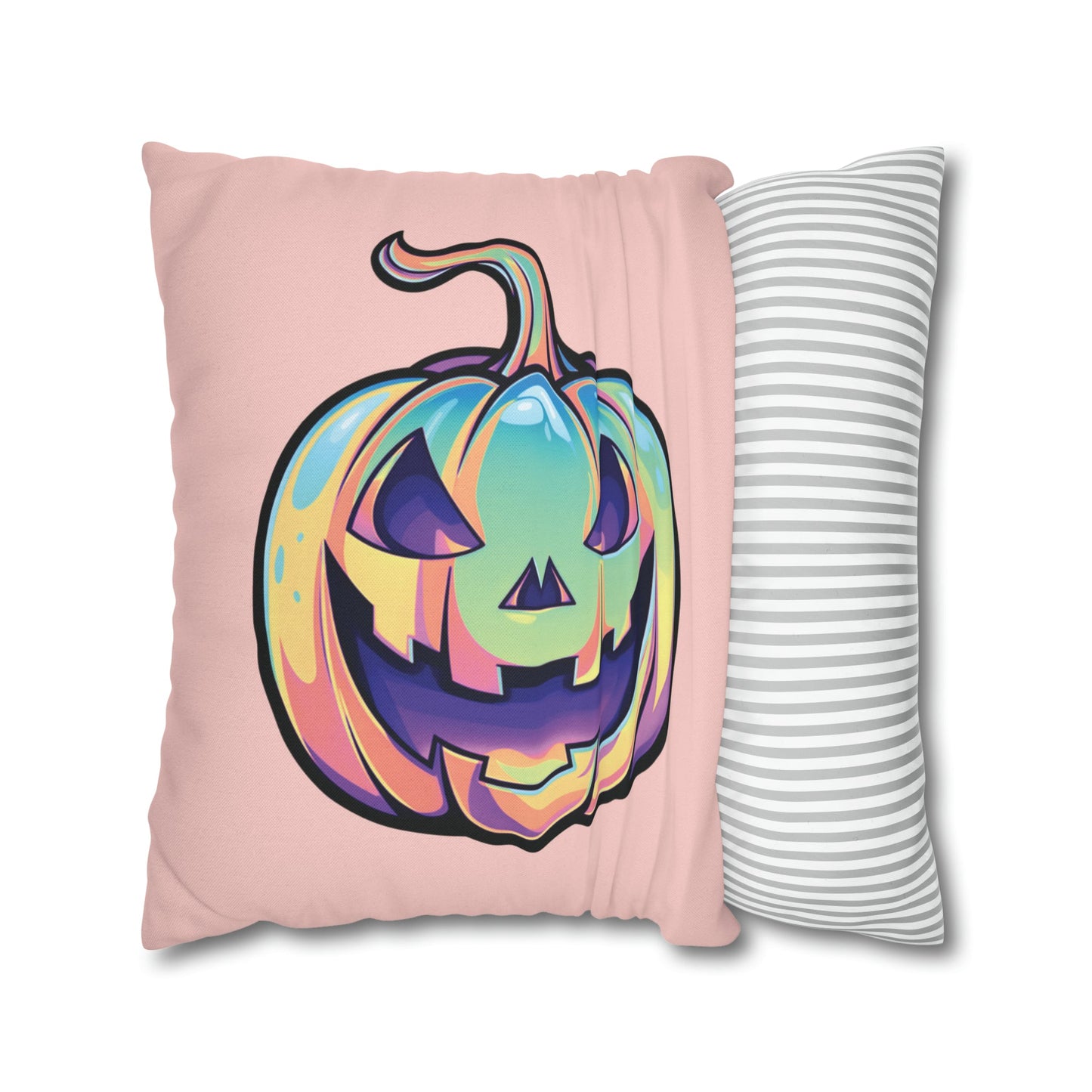 Cat-o’-Lantern Reversible Square Pillow Case - Coral - Driftless Enchantments