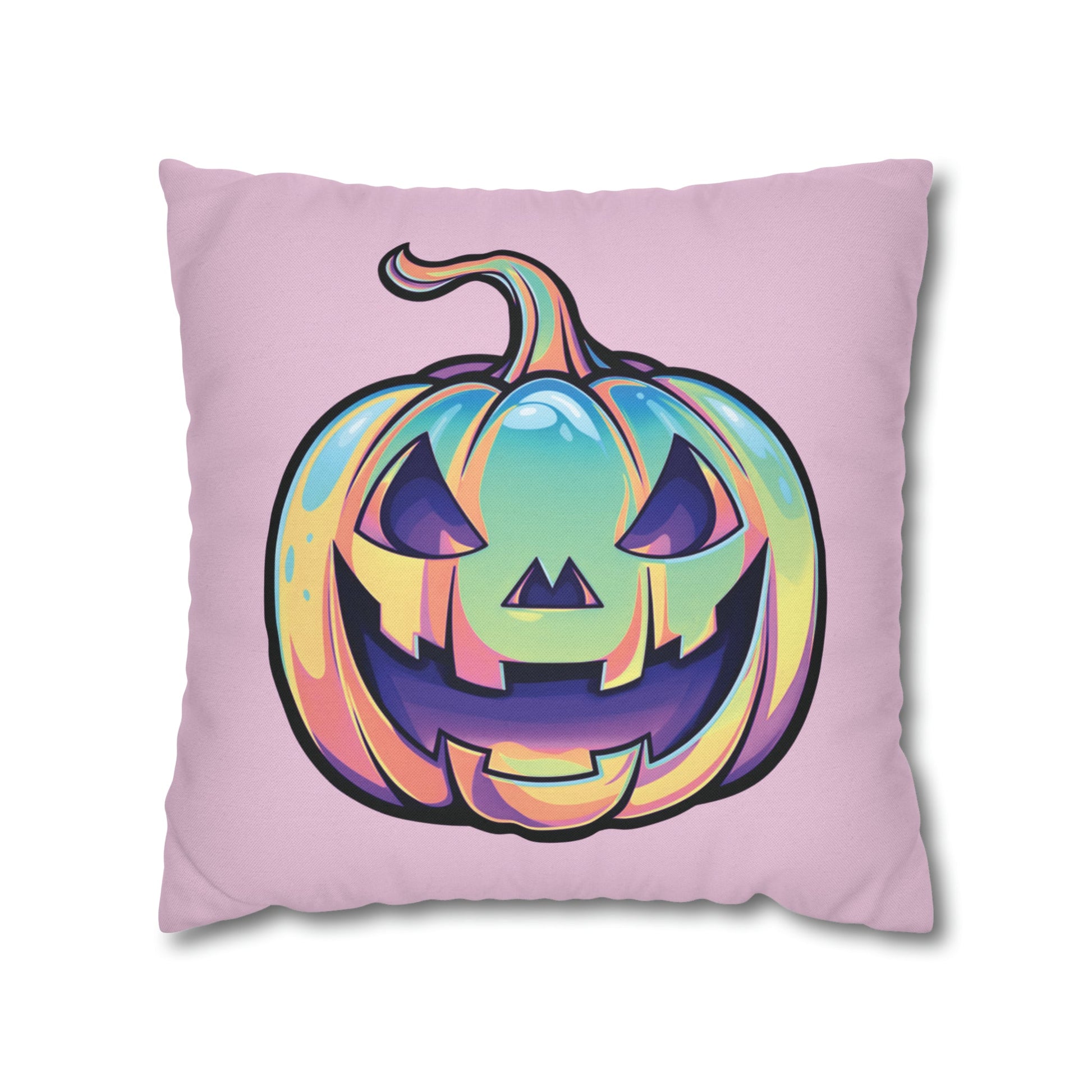 Cat-o’-Lantern Reversible Square Pillow Case - Pink - Driftless Enchantments