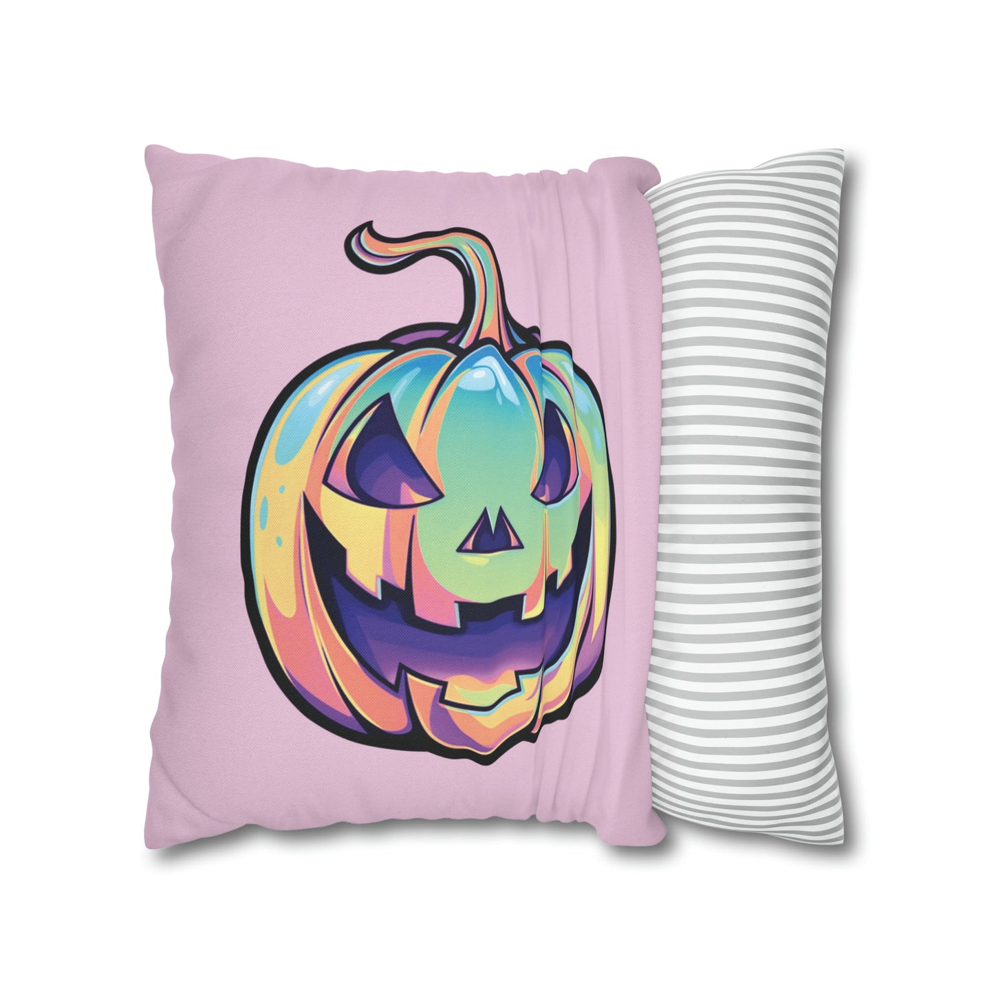Cat-o’-Lantern Reversible Square Pillow Case - Pink - Driftless Enchantments