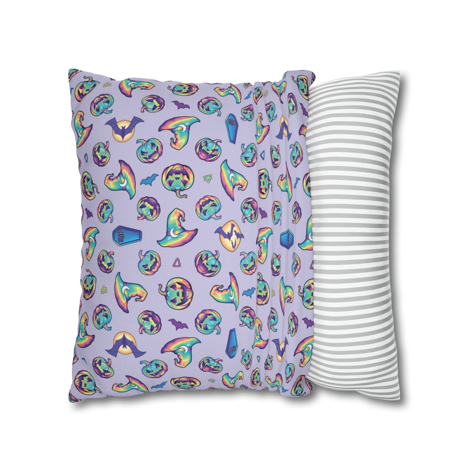 Cat-o’-Lantern Reversible Square Pillow Case - Violet - Driftless Enchantments