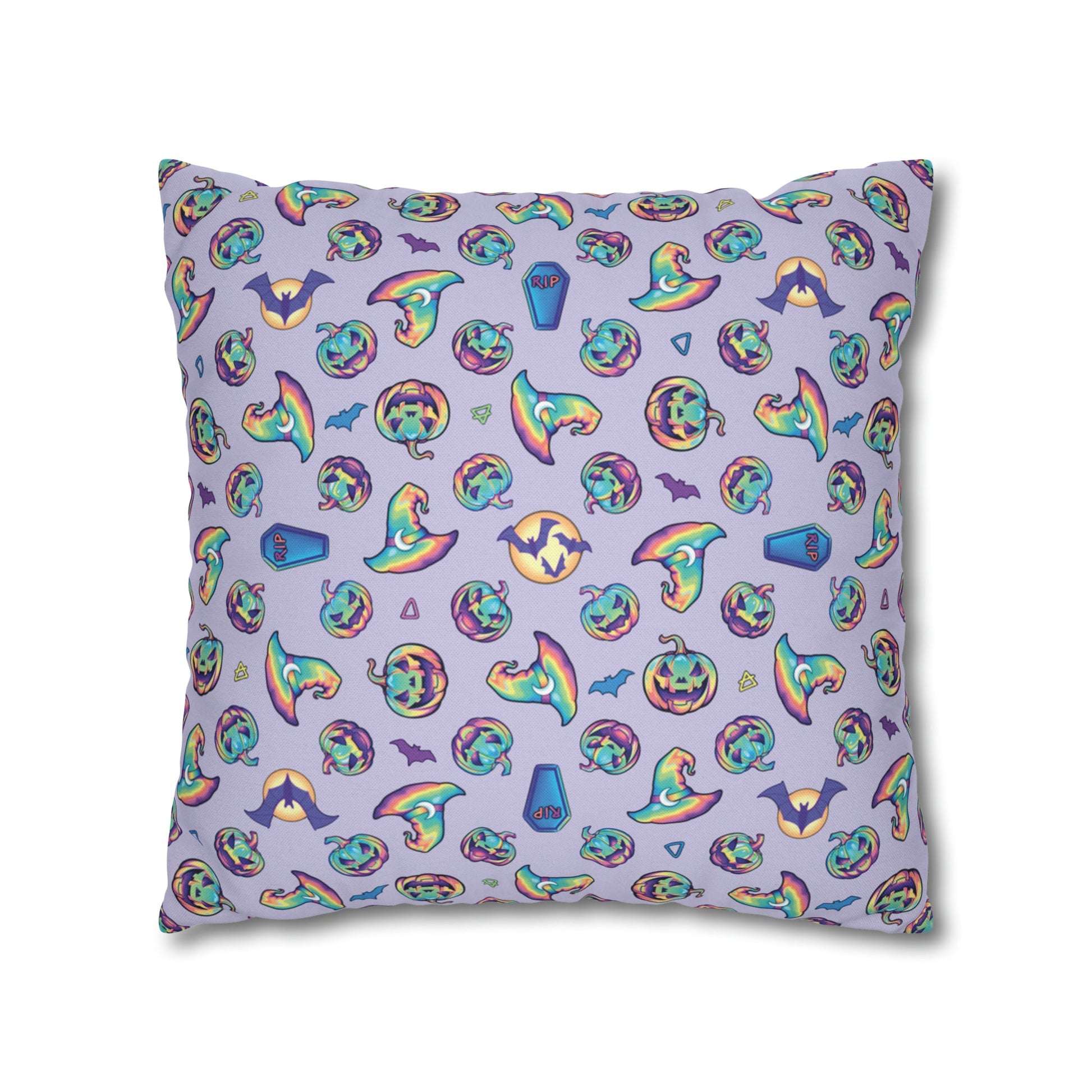 Cat-o’-Lantern Reversible Square Pillow Case - Violet - Driftless Enchantments
