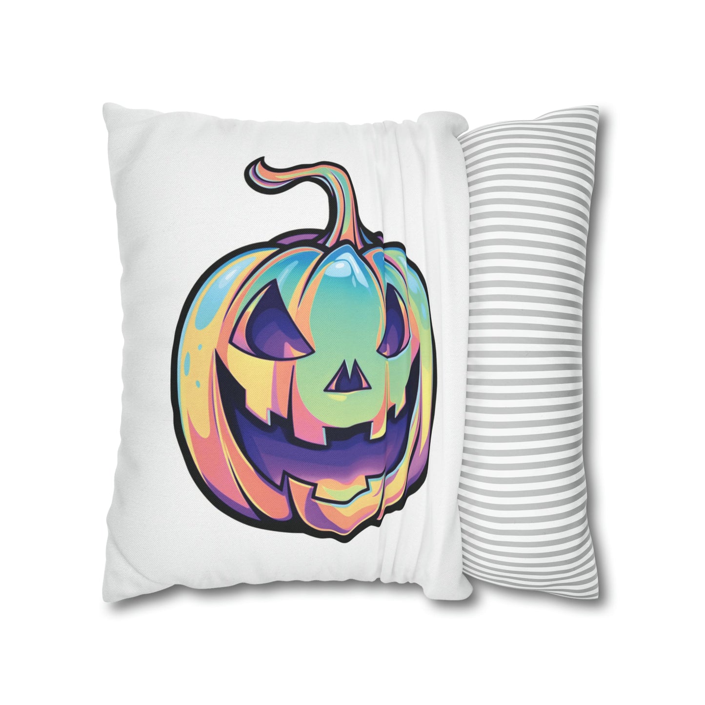 Cat-o’-Lantern Reversible Square Pillow Case - White - Driftless Enchantments