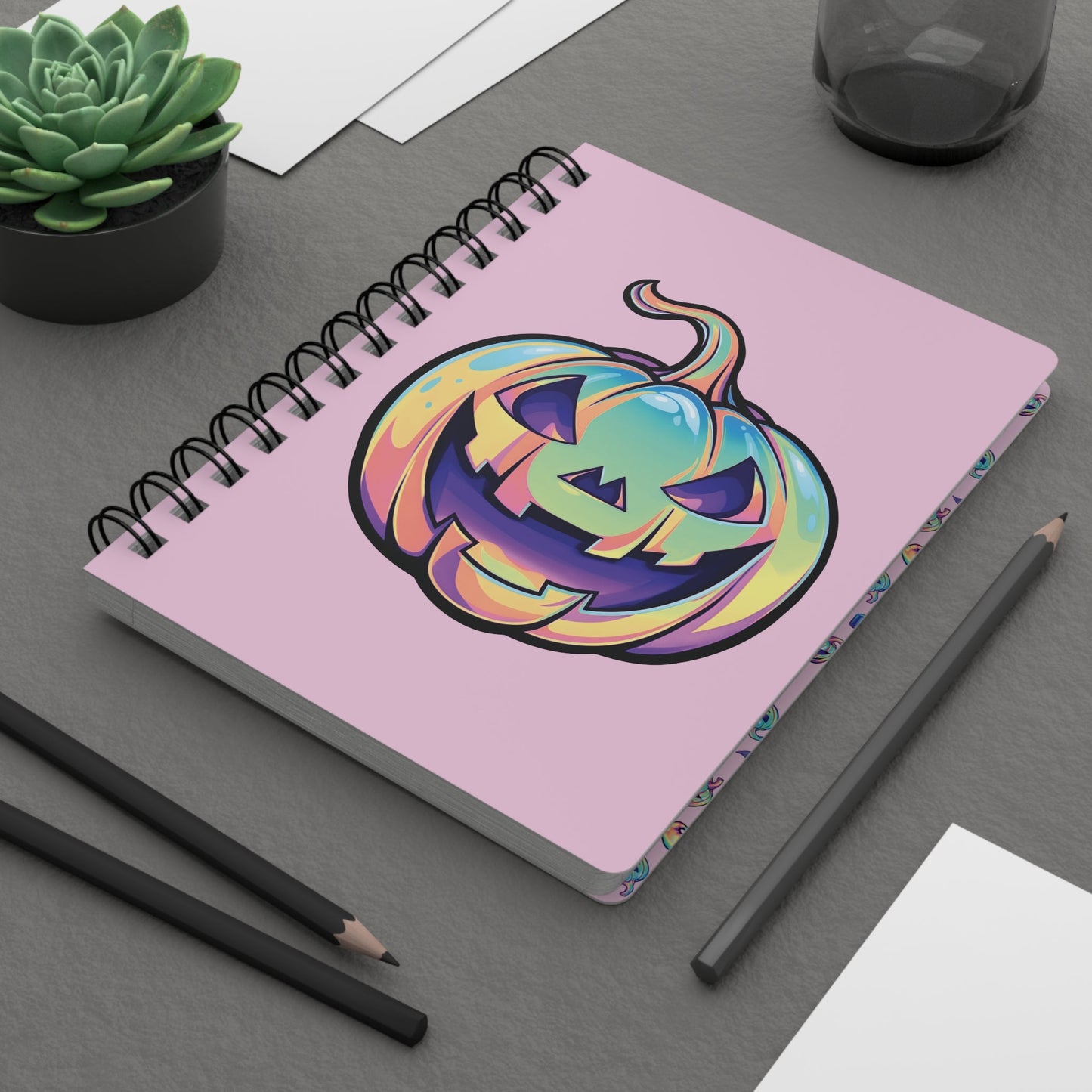 Cat-o'-Lantern Spiral Bound Journal - Pink - Driftless Enchantments