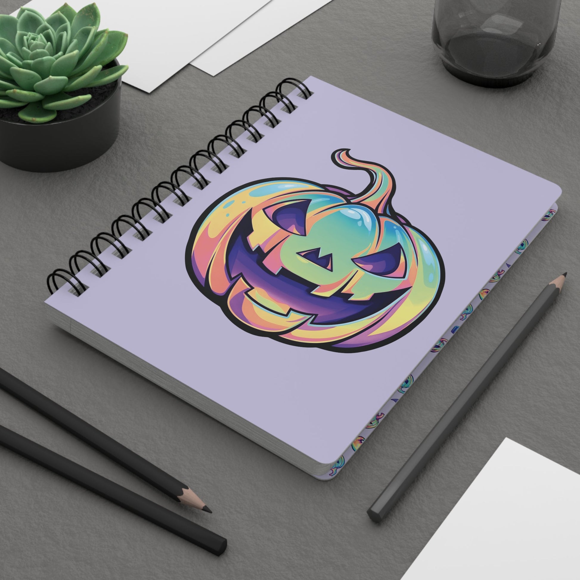 Cat-o'-Lantern Spiral Bound Journal - Violet - Driftless Enchantments