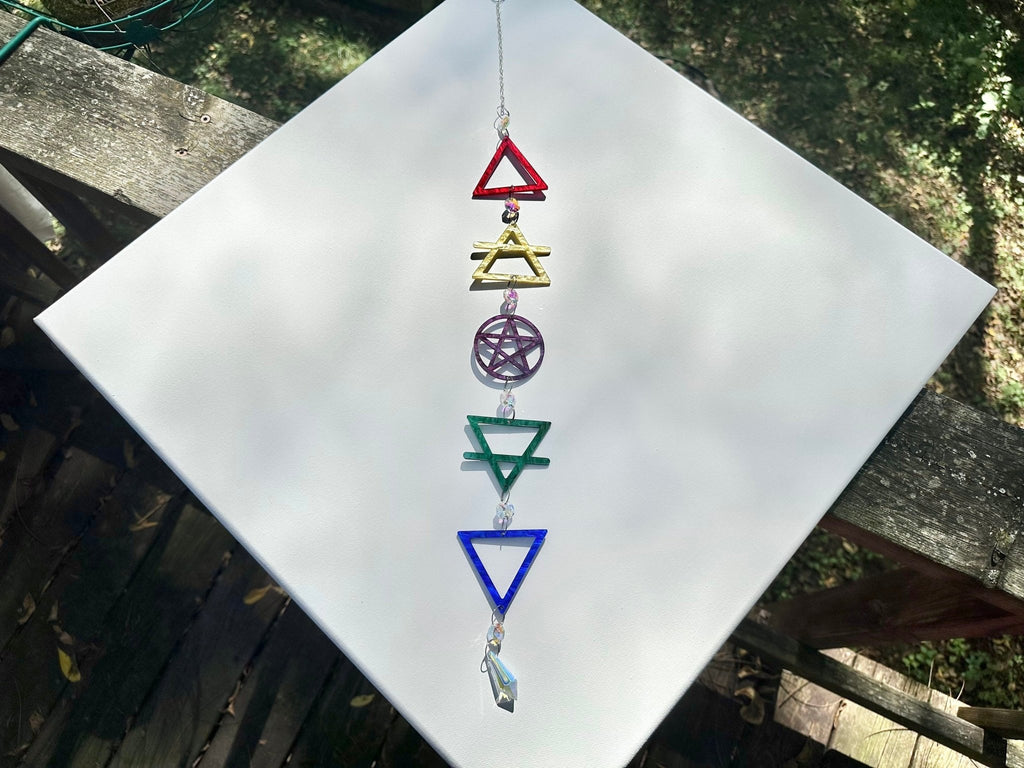 Crystal Elements Suncatcher | Earth, Air, Fire, Water, & Spirit - Vibrant - Driftless Enchantments