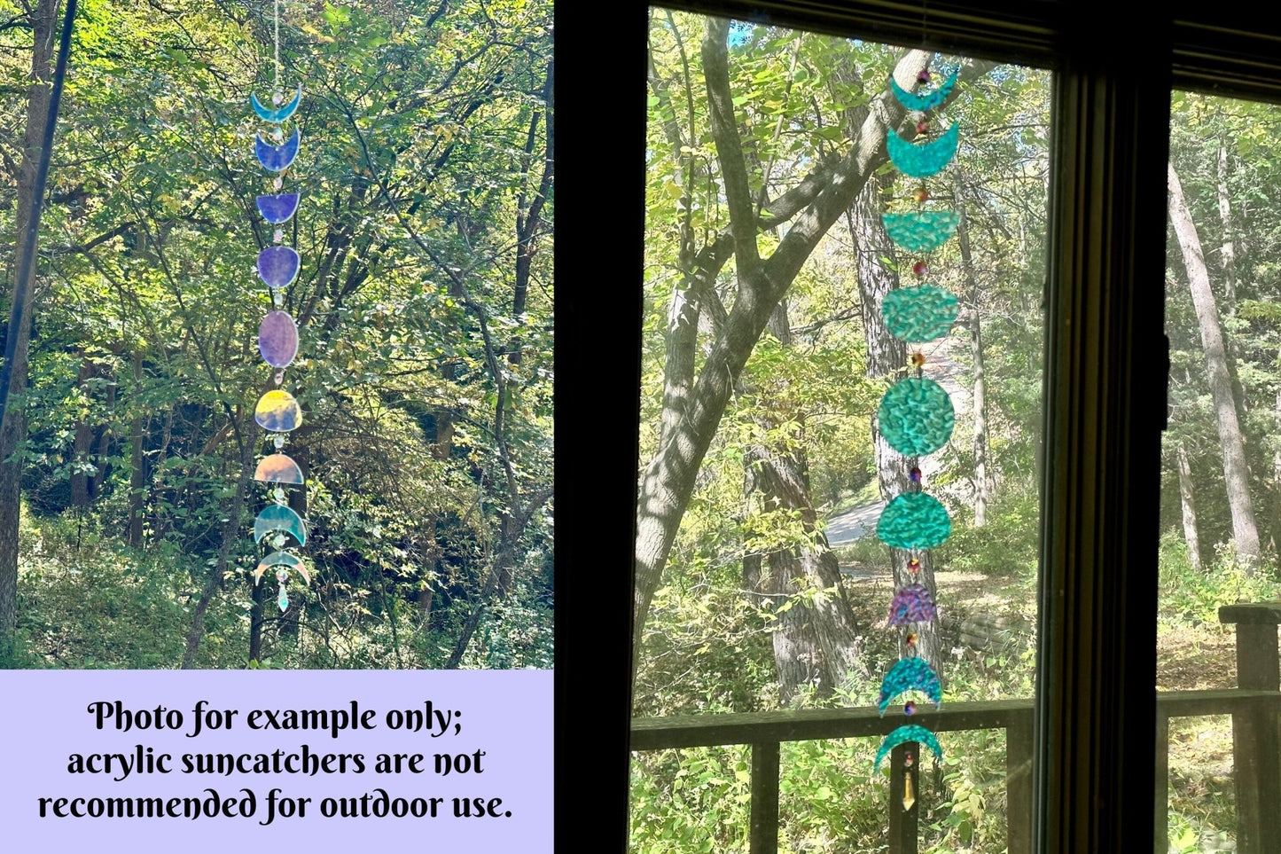 Crystal Moon Phases Suncatcher - Seashell - Driftless Enchantments