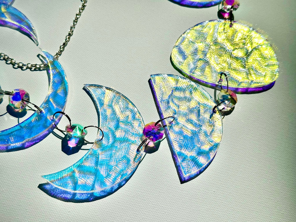 Crystal Moon Phases Suncatcher - Seashell - Driftless Enchantments