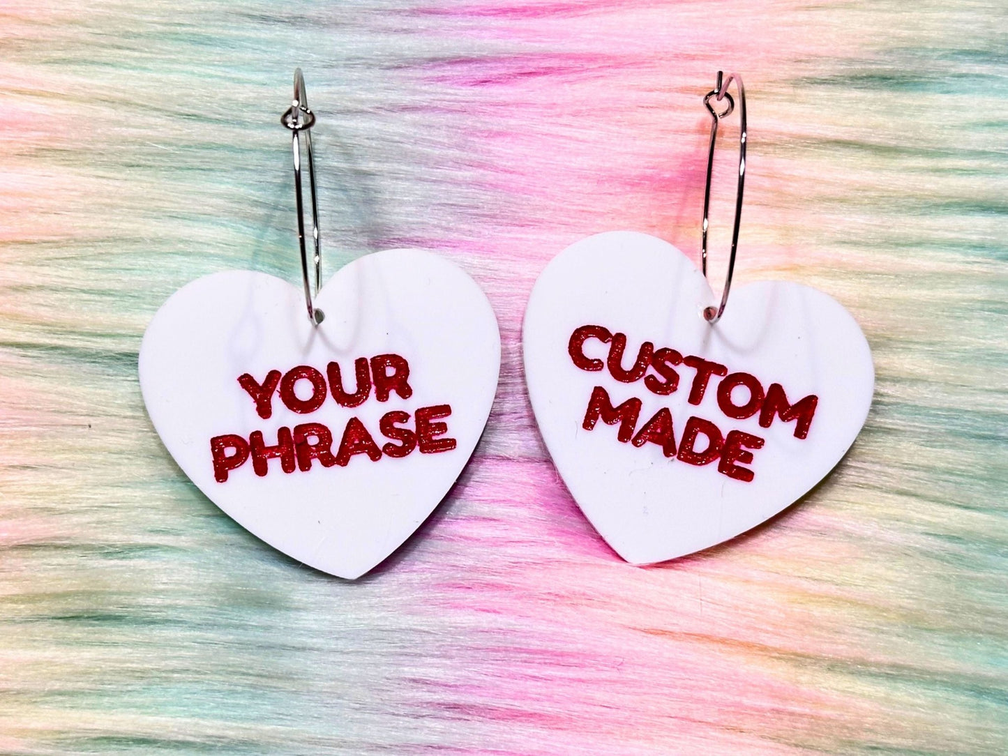 Custom Heart Earrings - Wear your own words! - Painted Raina