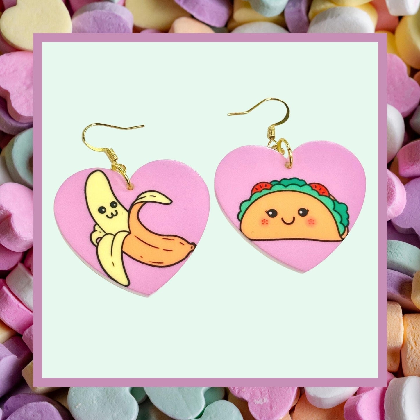 Flirty Taco & Banana Emoji Earrings - Painted Raina