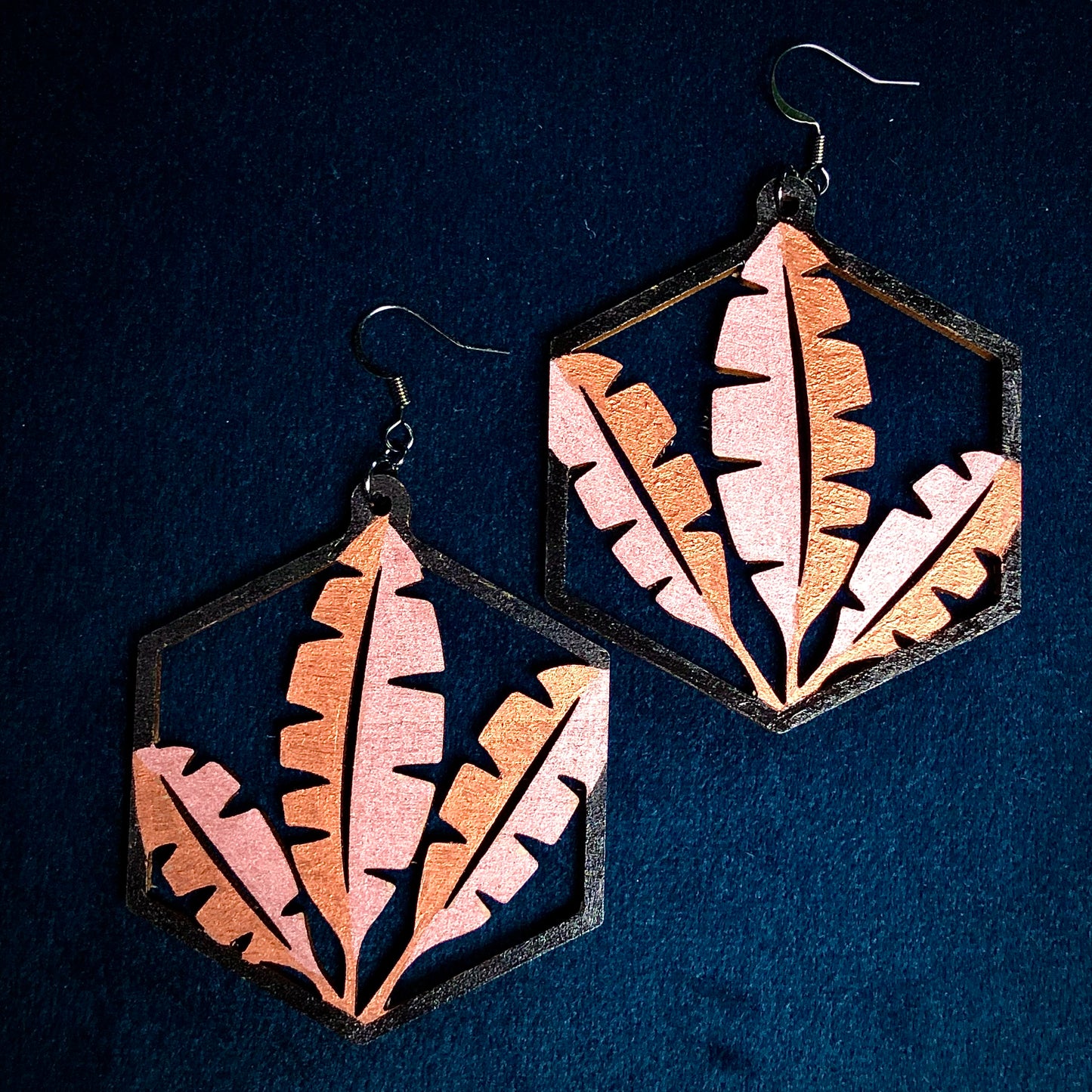 Musa - Rose Gold - Hand-Painted Wood Earrings