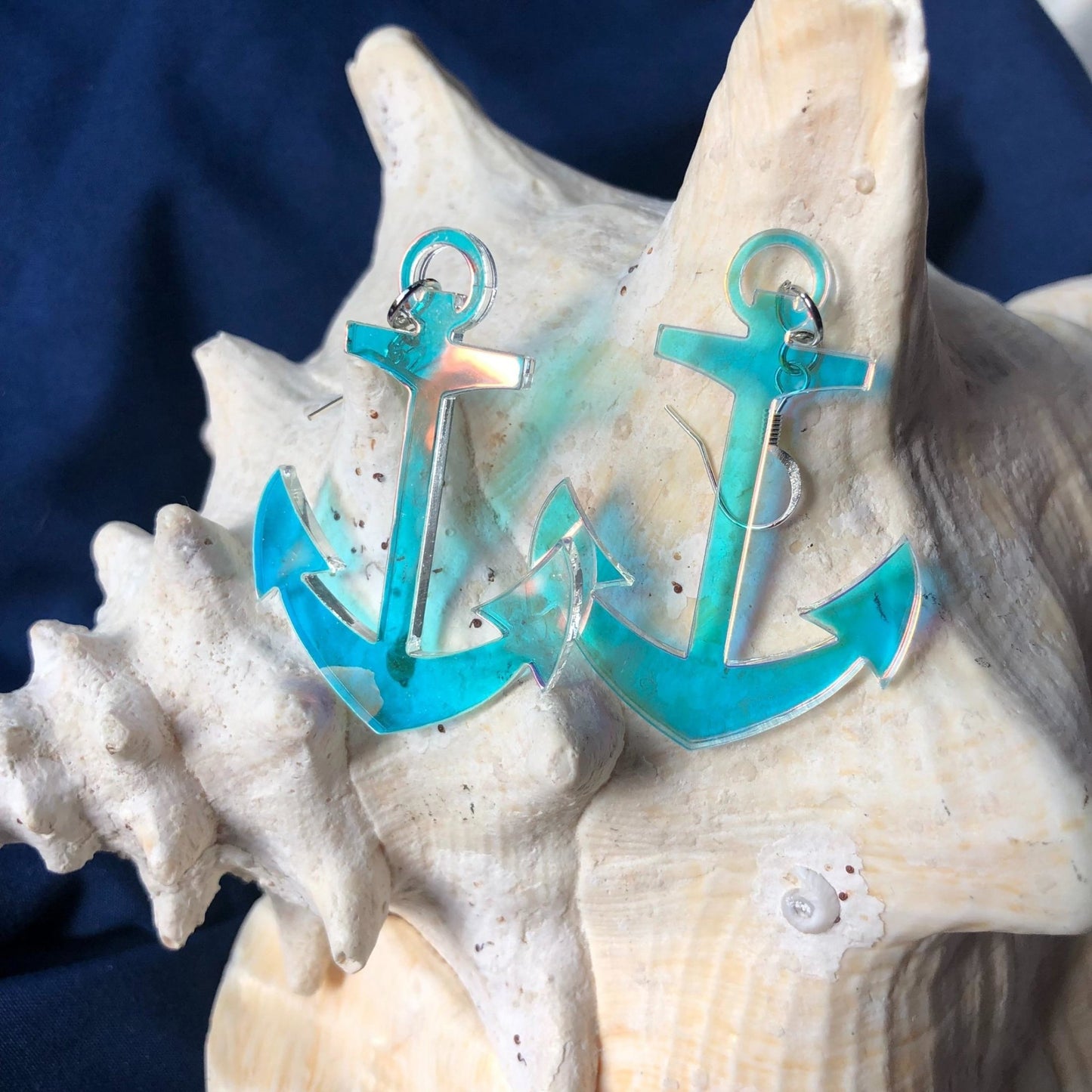 Iridescent Anchor Earrings - Driftless Enchantments