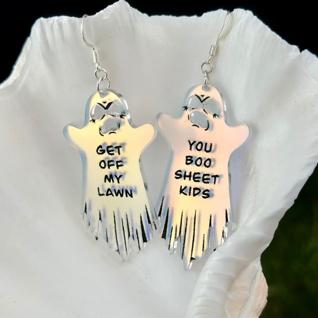 Iridescent BOOmer Ghost Earrings - Driftless Enchantments